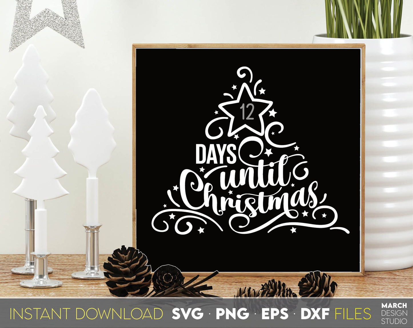 Christmas SVG design you can use to surprise and delight your loved ones on Christmas. Days Till Christmas SVG in various formats allow you to use for any Your Christmas project. Use with Cricut, Silhouette or Glowforge equipment. Good price as well.