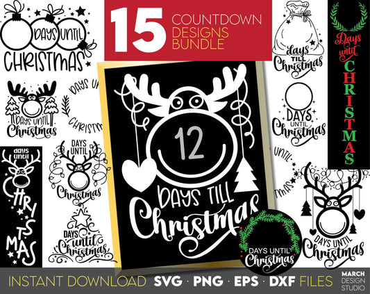 Christmas SVG design you can use to surprise and delight your loved ones on Christmas. Days Till Christmas SVG in various formats allow you to use for any Your Christmas project. Use with Cricut, Silhouette or Glowforge equipment. Good price as well.