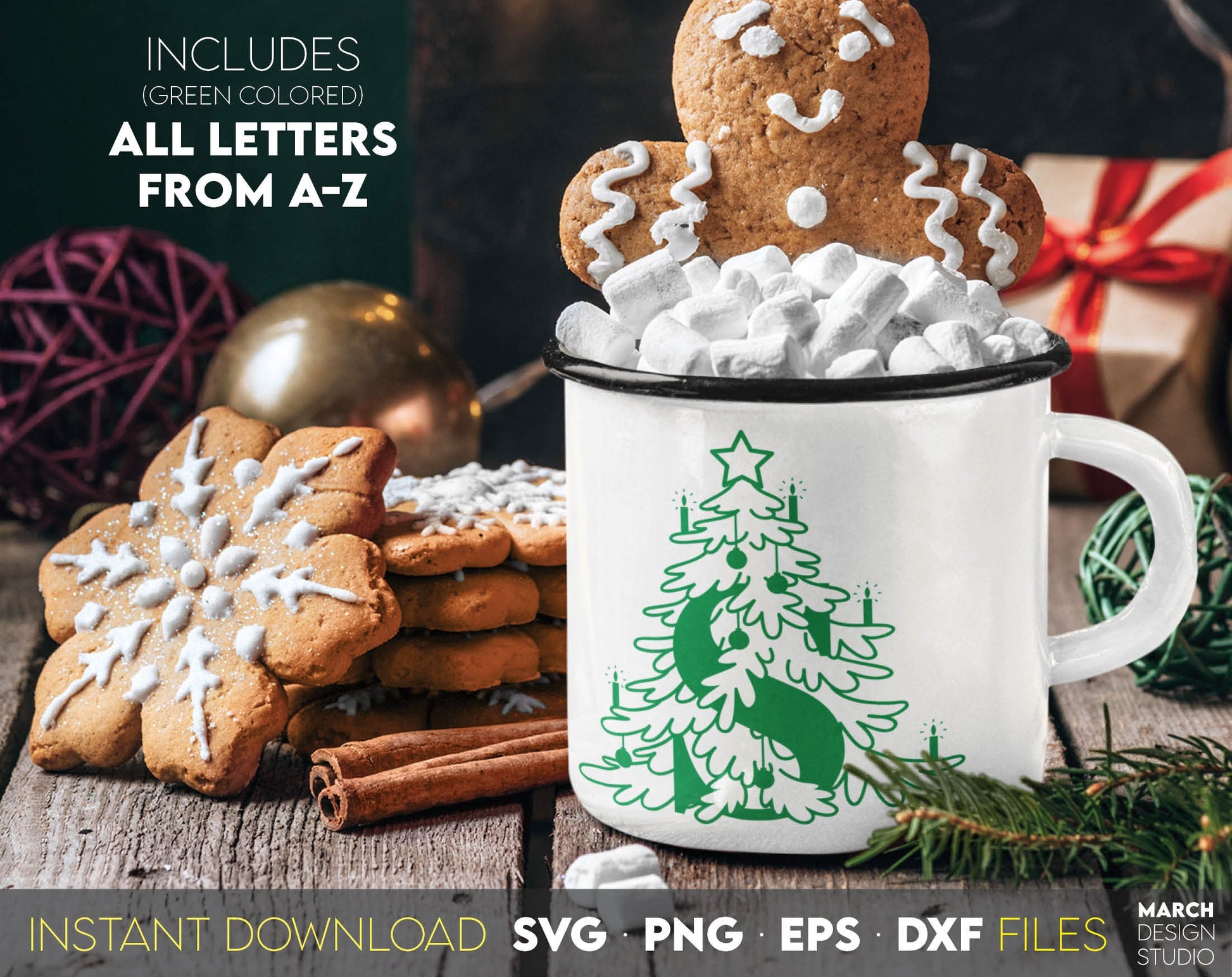 Christmas Monogram letter design you can use to surprise and delight your loved ones on Christmas. Christmas Ornaments SVG in various formats allow you to use for any Your Christmas project. Use with Cricut, Silhouette or Glowforge equipment.