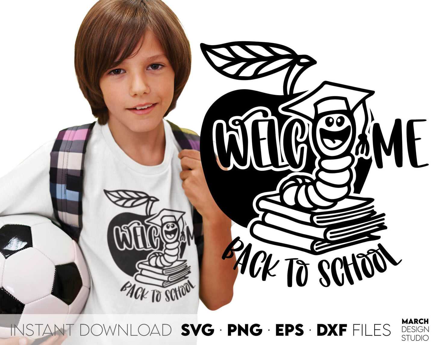 Welcome Back To School Sublimation design you can use for your students, kindergarteners or teacher. Files in various formats allow you to use design for engraving on glass, making shirts, tumblers with Cricut, Silhouette machines. Buy now and enjoy!