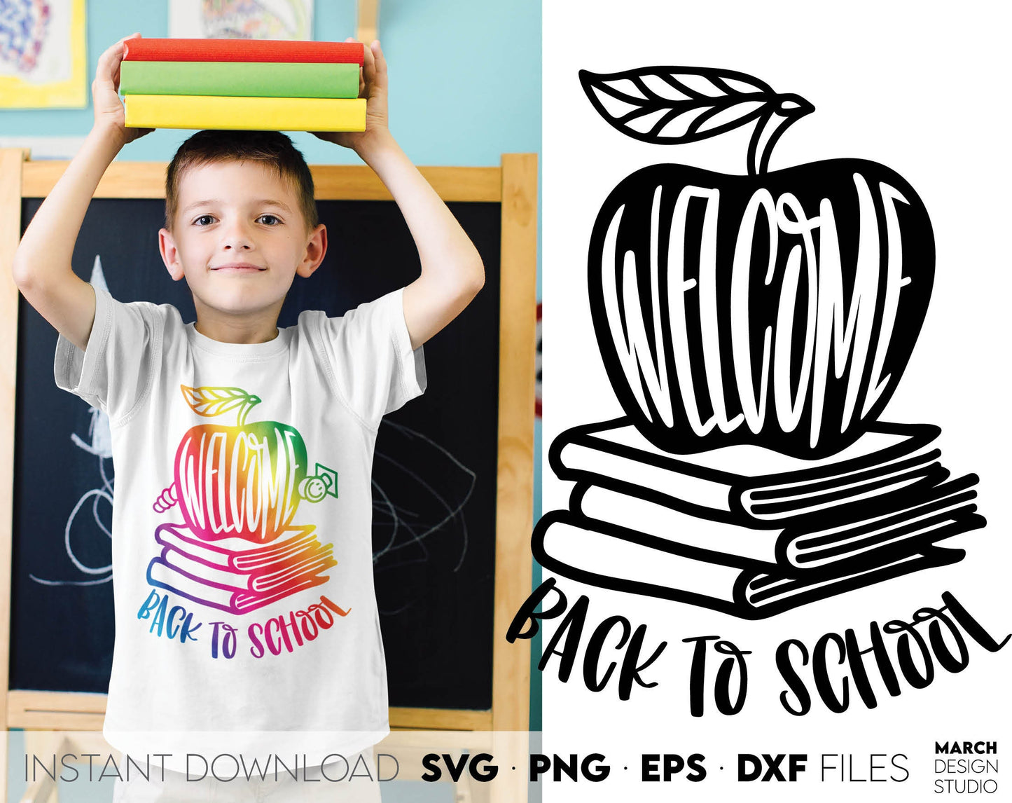 Welcome back to school design you can use to surprise and delight your students and kindergarteners. Files in various formats allow you to use making shirts, tumblers, bags with Cricut, Silhouette and Glowforge machines. Buy now for a good price!