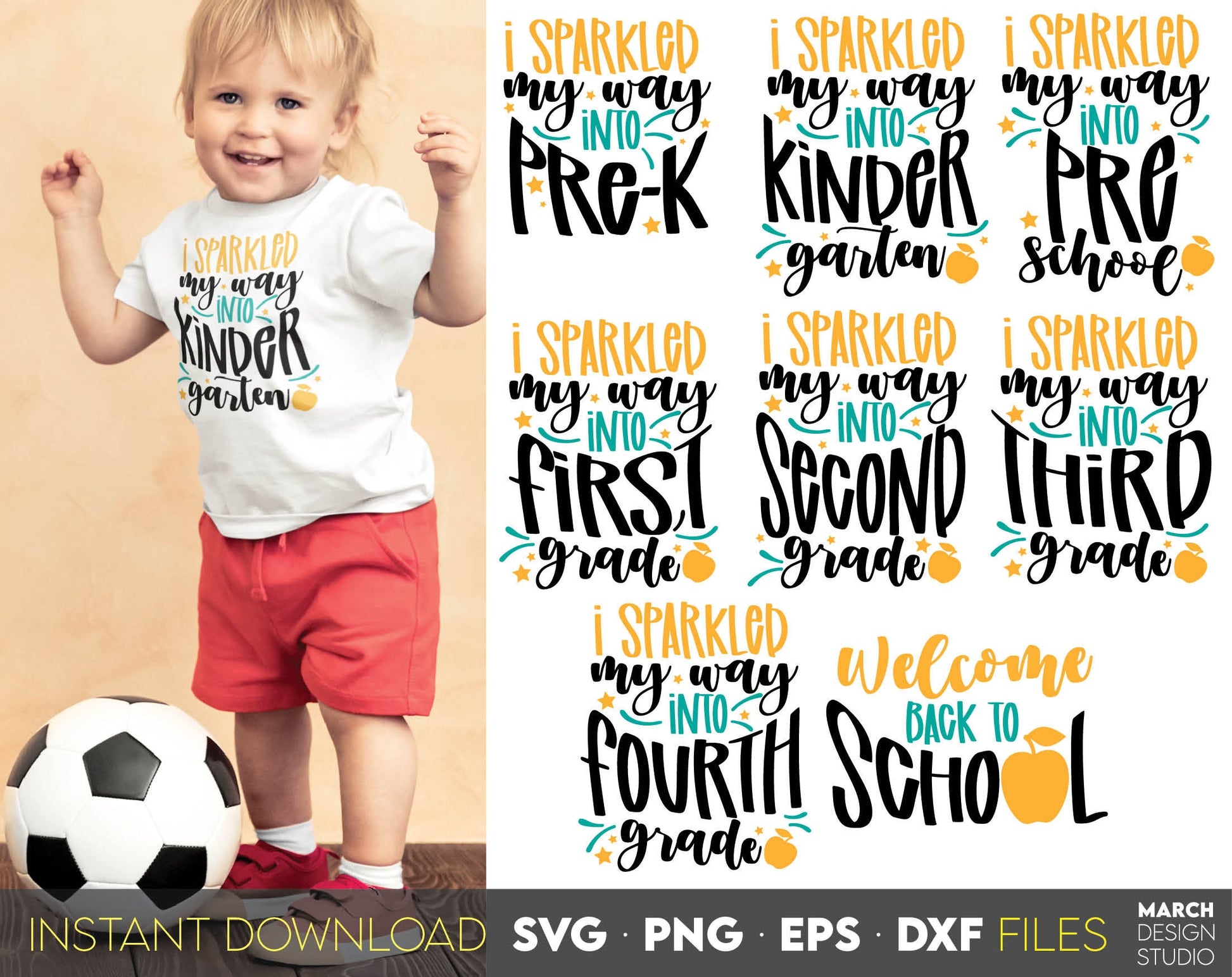 These Hello School SVG Bundle designs, and I hope you can use them to surprise and delight your students and kindergarteners. Files in various formats allow you to use making shirts, tumblers, bags with Cricut, Silhouette and Glowforge machines.