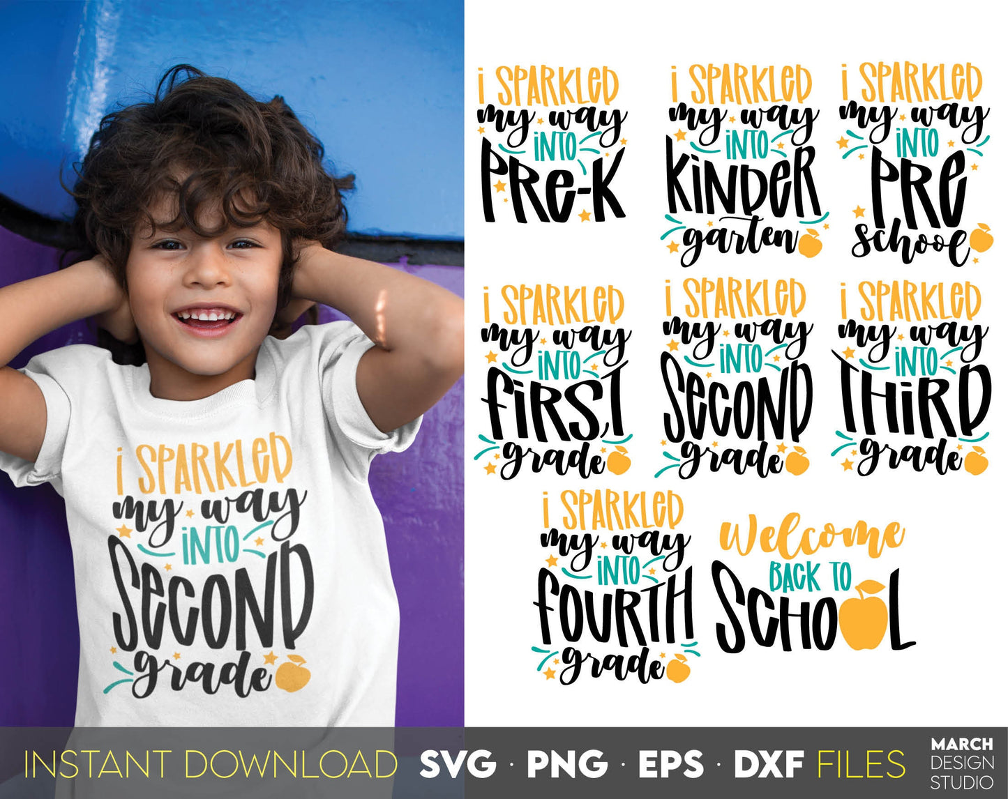 These Hello School SVG Bundle designs, and I hope you can use them to surprise and delight your students and kindergarteners. Files in various formats allow you to use making shirts, tumblers, bags with Cricut, Silhouette and Glowforge machines.