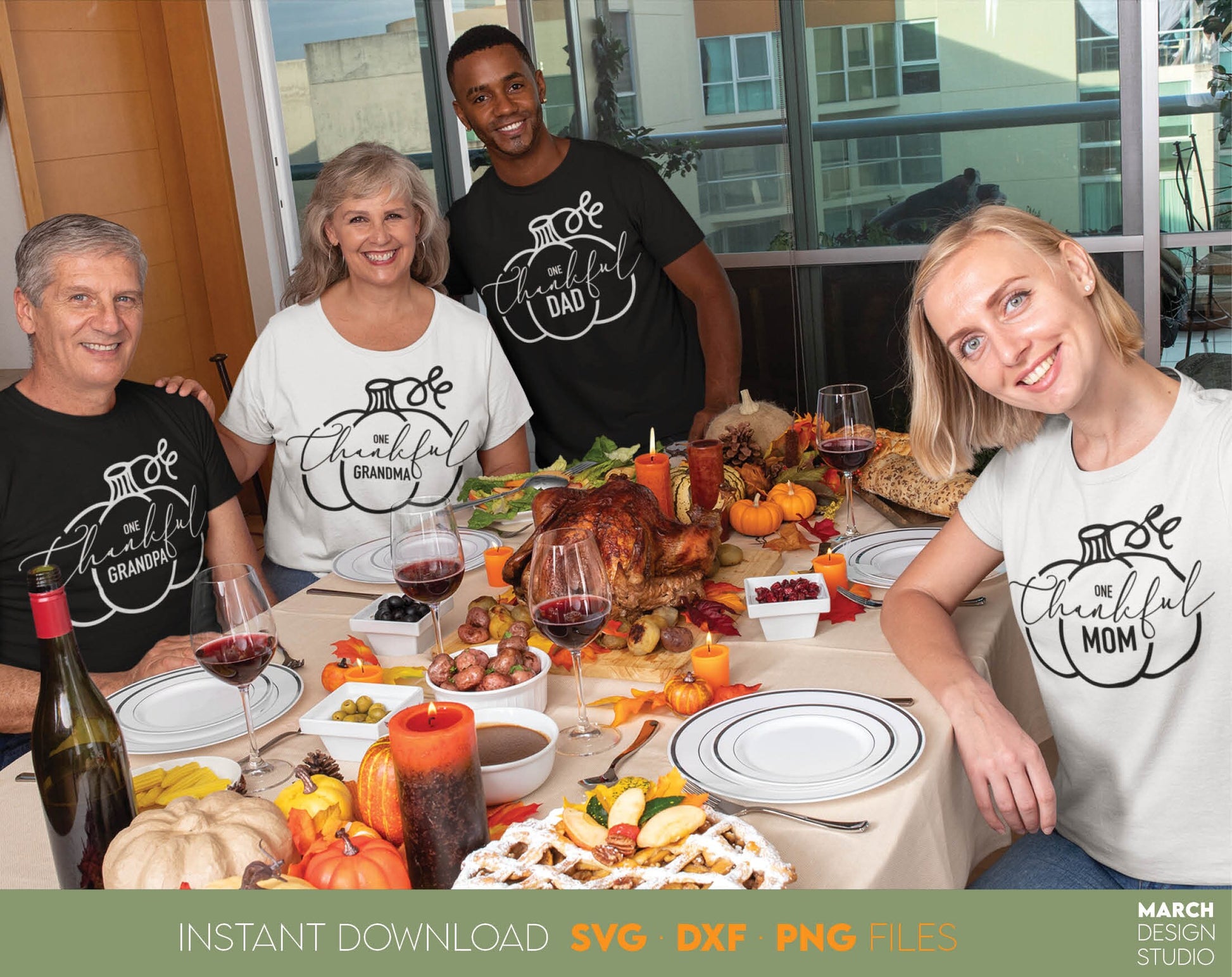 Make Your Thanksgiving party amazing with this Thanksgiving Family Matching Shirts designs. The SVG, PNG, DXF, EPS or JPG file format allows this design to be used for shirts, mugs, tumblers etc. Use as sublimation or laser cut files as well.