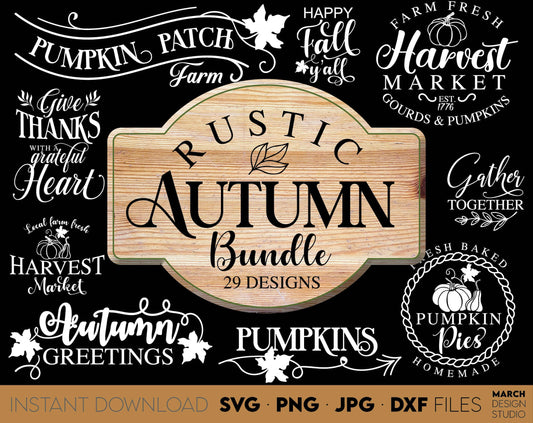 Farm fresh Autumn Market Sign SVG bundle. Design for Farmers Market. Files Compatible with Cricut, Silhouette or Glowforge. Decorate Your Farmhouse or Autumn Market with beautiful signs. Buy now for a good price.