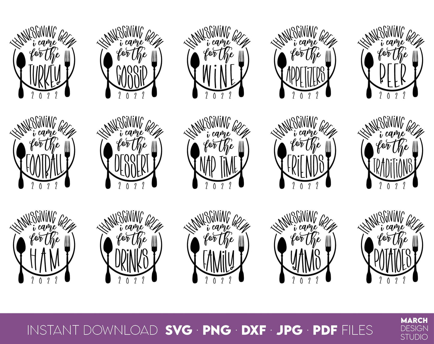 Thanksgiving Cooking Crew SVG bundle for Your Thanksgiving family party. The SVG, PNG, DXF, EPS or JPG file format allows this design to be used for shirts, mugs, tumblers etc. Use as sublimation or laser cut files as well.