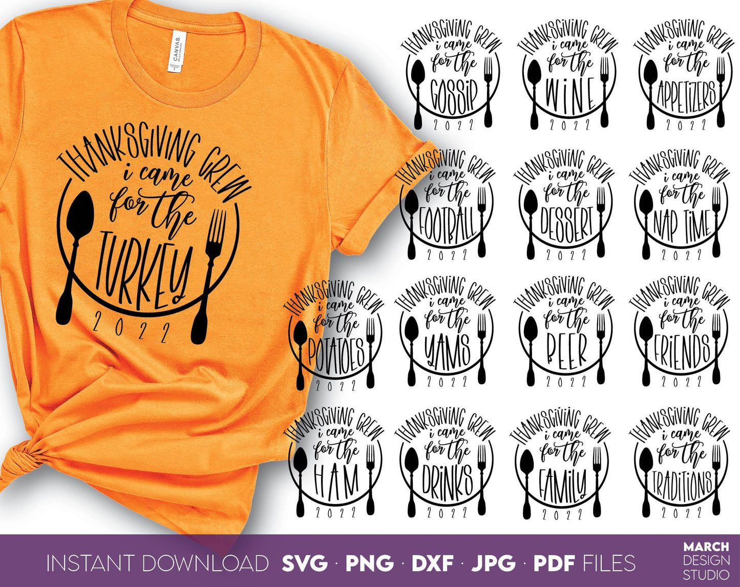 Thanksgiving Cooking Crew SVG bundle for Your Thanksgiving family party. The SVG, PNG, DXF, EPS or JPG file format allows this design to be used for shirts, mugs, tumblers etc. Use as sublimation or laser cut files as well. Buy now for a good price!