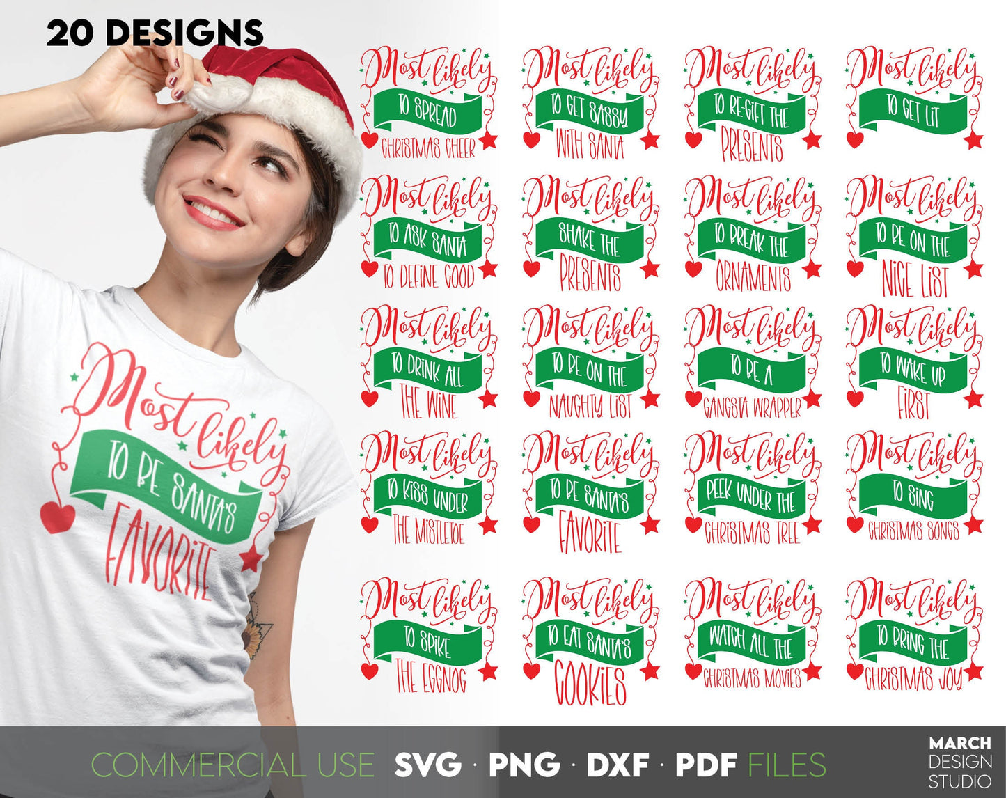 Most Likely To - Christmas bundle. Matching Shirts for Your Funny Family Christmas. Find the right design for every member of the family and make your Christmas fun.