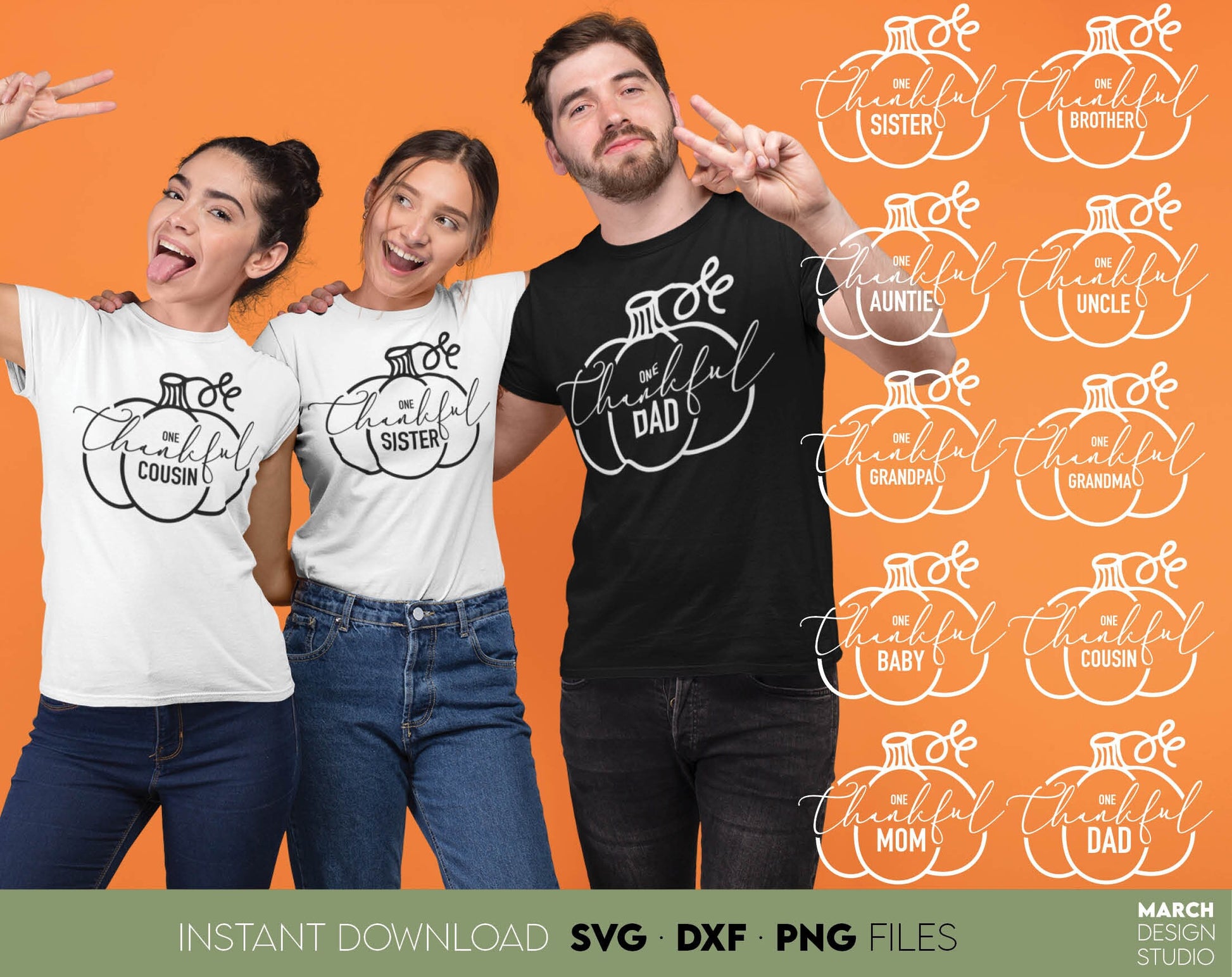 Make Your Thanksgiving party amazing with this Thanksgiving Family Matching Shirts designs. The SVG, PNG, DXF, EPS or JPG file format allows this design to be used for shirts, mugs, tumblers etc. Use as sublimation or laser cut files as well.