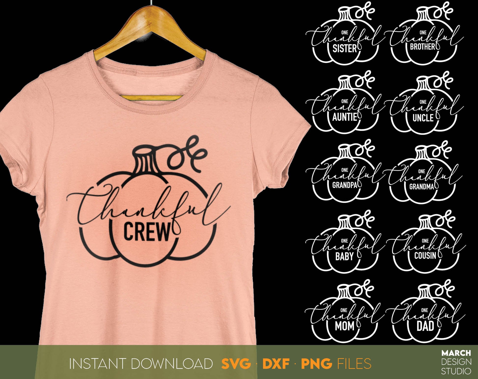 Make Your Thanksgiving party amazing with this Thanksgiving Family Matching Shirts designs. The SVG, PNG, DXF, EPS or JPG file format allows this design to be used for shirts, mugs, tumblers etc. Use as sublimation or laser cut files as well.