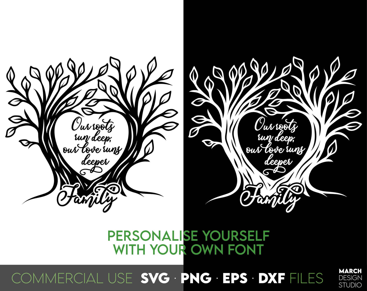 Family Tree Monogram SVG for Your gift projects or home decoration. 
Files allow you to use designs for engraving on glass, making shirts, tumblers with Cricut, Silhouette equipment. Files designed and easy to use for laser cutting.