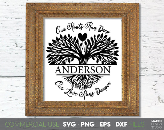 Family Tree Monogram SVG for Your gift projects or home decoration. 
Files allow you to use designs for engraving on glass, making shirts, tumblers with Cricut, Silhouette equipment. Files designed and easy to use for laser cutting. Buy now, enjoy!