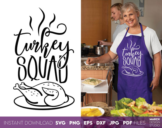 Make Your Thanksgiving party amazing with this Thanksgiving Turkey Squad design. The SVG, PNG, DXF, EPS or JPG file format allows this design to be used for shirts, mugs, tumblers etc. Files Compatible with Cricut, Silhouette, sublimation printers.