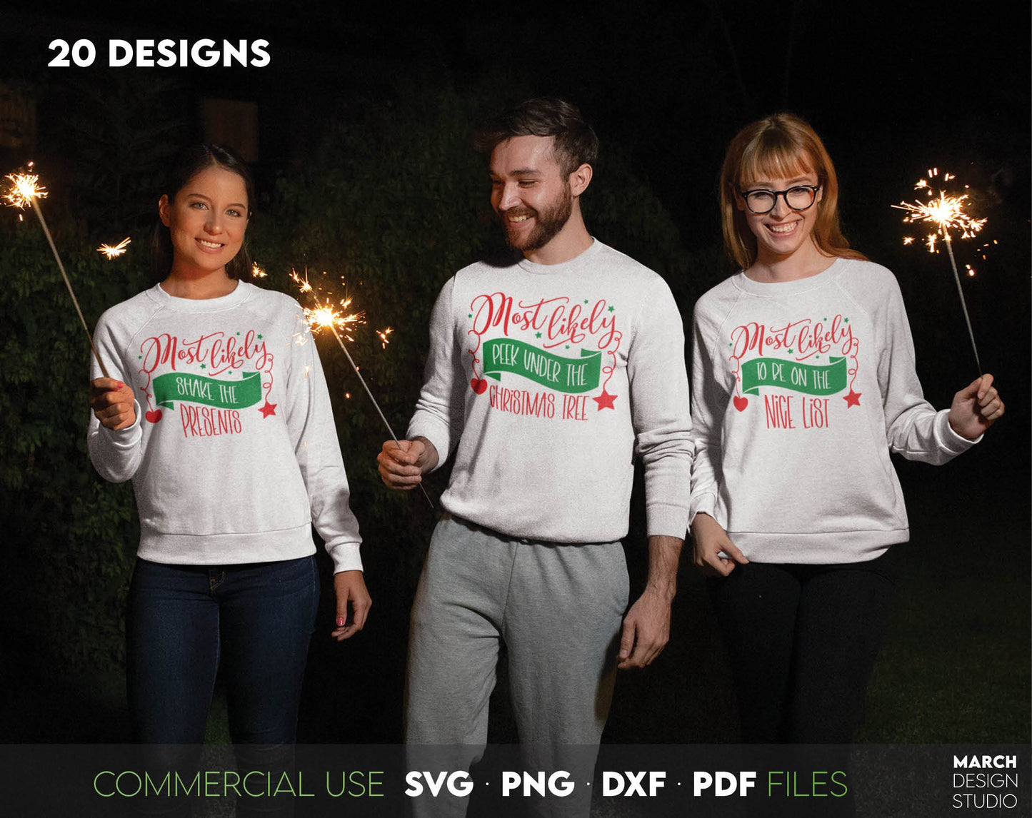 Most Likely To - Christmas bundle. Matching Shirts for Your Funny Family Christmas. Find the right design for every member of the family and make your Christmas fun.