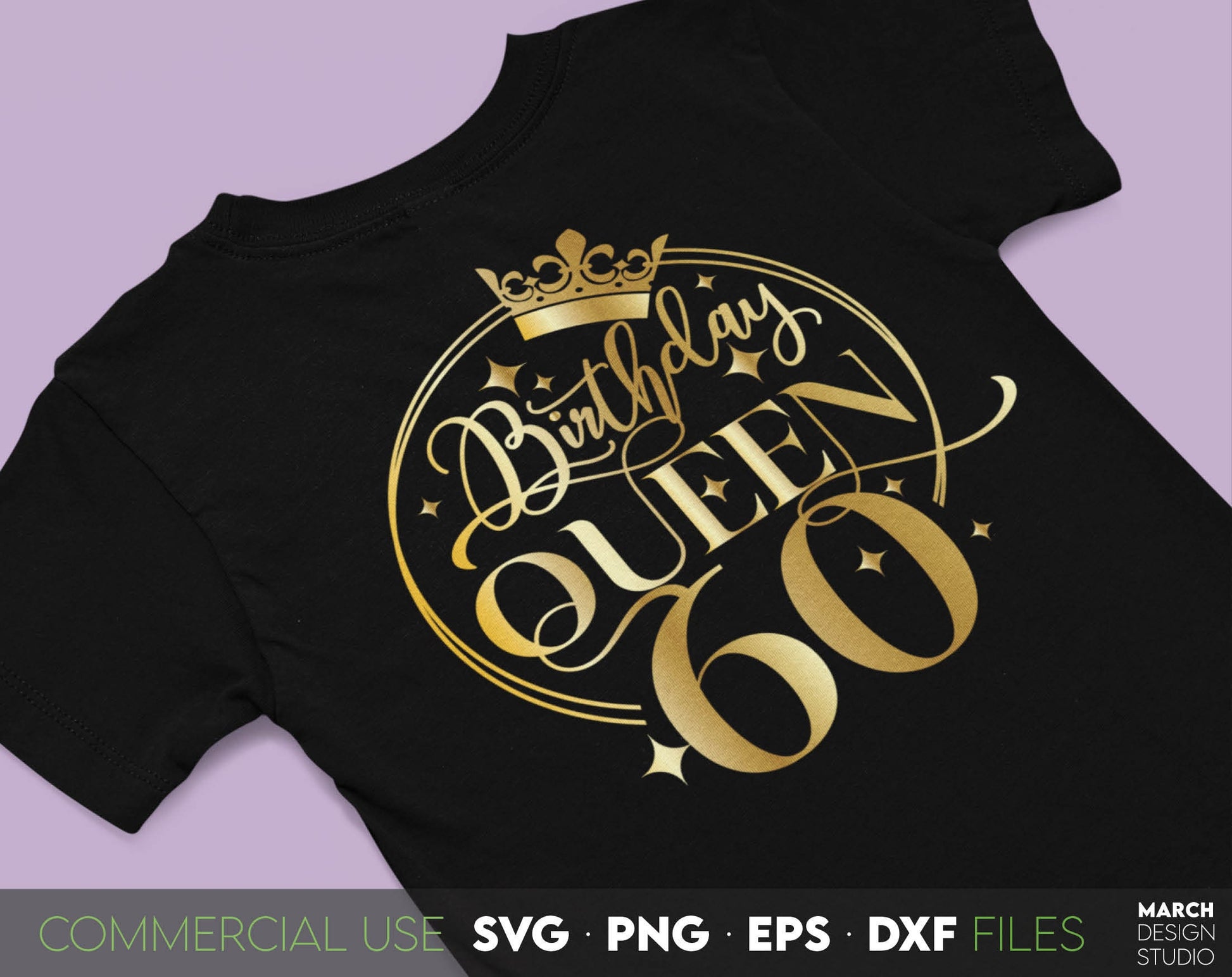 60th Birthday design for cut from vinyl and sublimation projects. Gold design for sublimation is royal and beautiful. SVG PNG EPS DXF files included. Compatible with Cricut, Silhouette or other equipment. Buy now for a good price and enjoy!