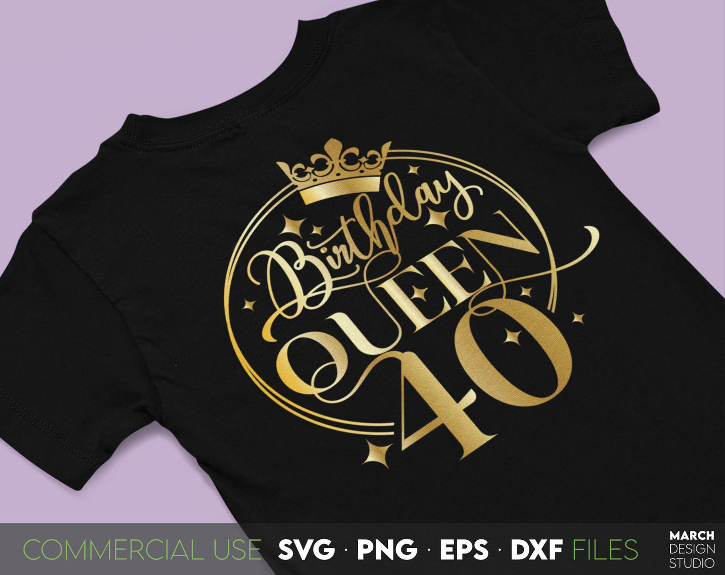 40th Birthday design for cut from vinyl and sublimation projects. Golden design is royal and beautiful.