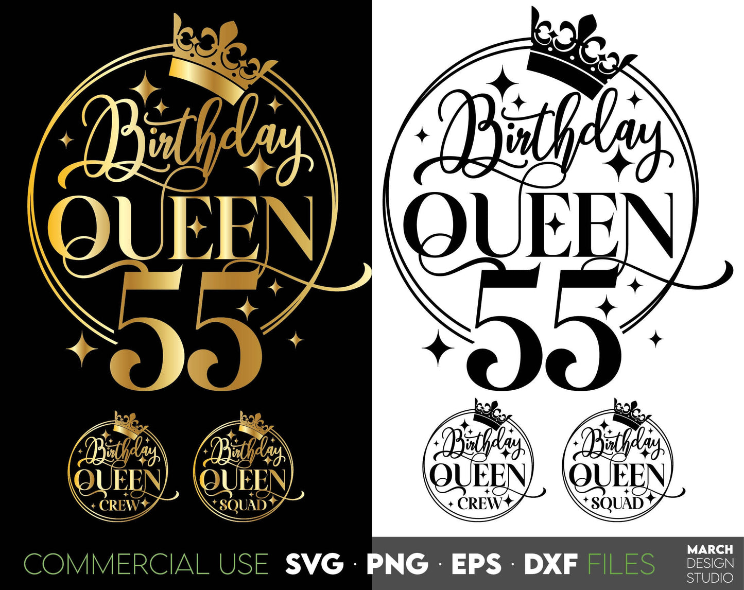 55th Birthday design for cut from vinyl and sublimation projects. Golden design is royal and beautiful.