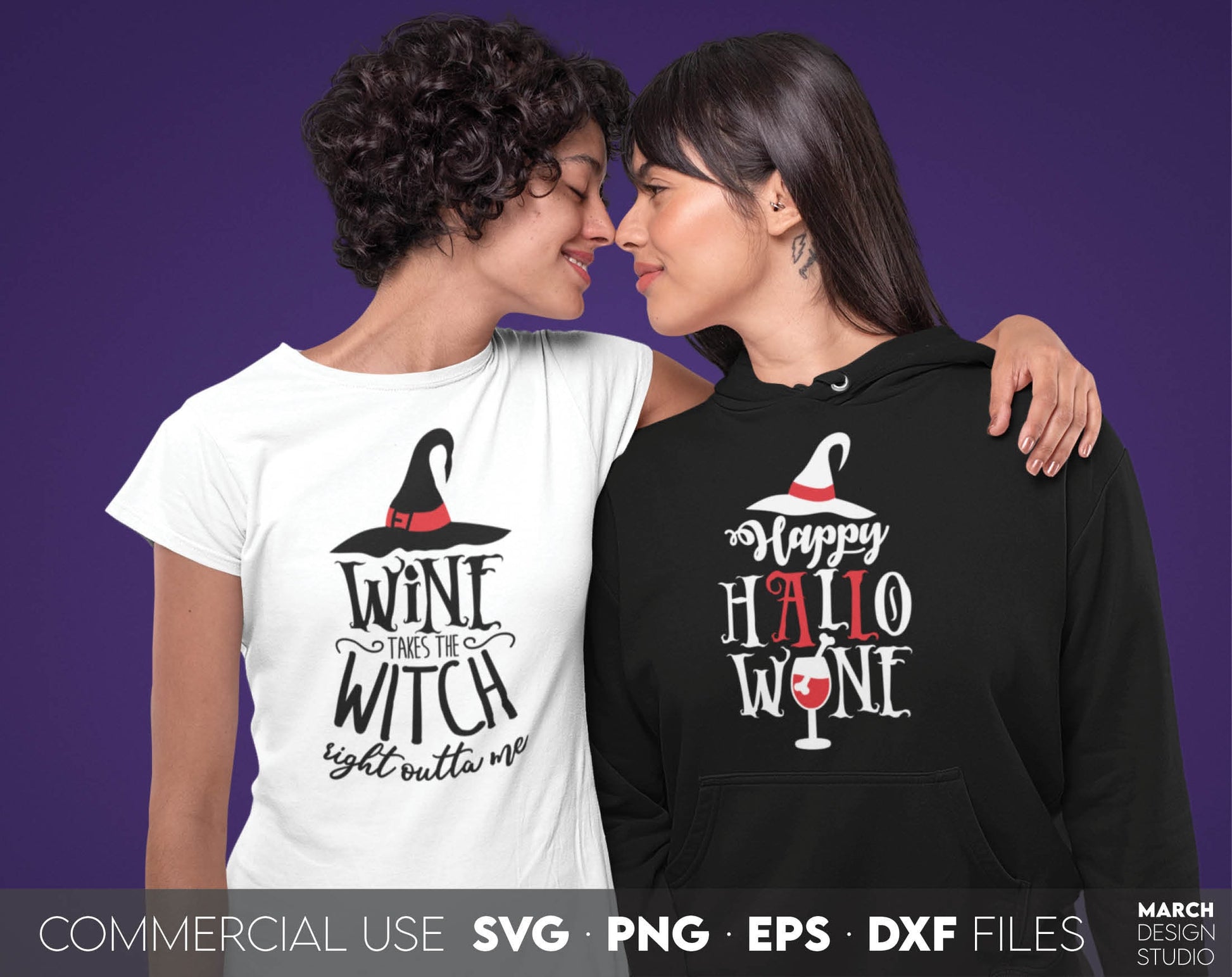 Witchy Vibes Wine Bundle With Funny Halloween Saying Designs Included. SVG, PNG, EPS, DXF files included. Use for cutting from vinyl, sublimation projects. Compatible with Circut, Silhouette or other machines. Buy now for a good price and enjoy!