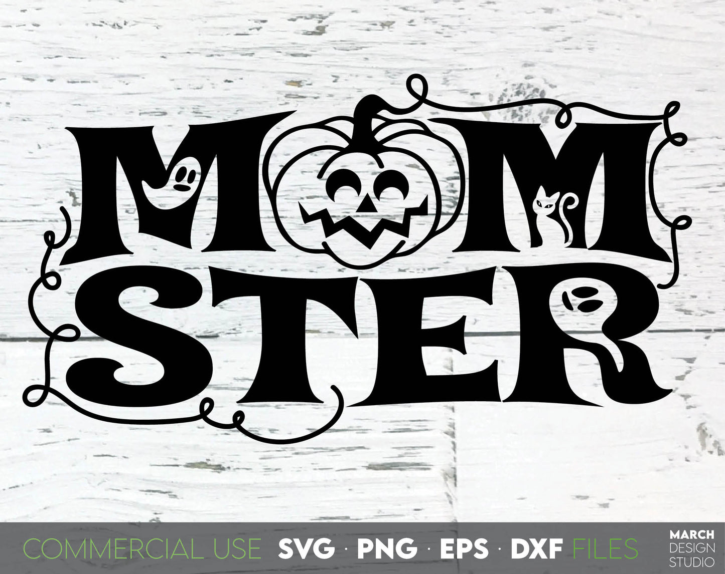 Funny Pumpkin Momster Design for Halloween. SVG, PNG, EPS and DXF files included. Compatible with Cricut, Silhouette and others machines. Use for sublimation or laser cut projects as well. Buy now for a good - discount price. Enjoy!