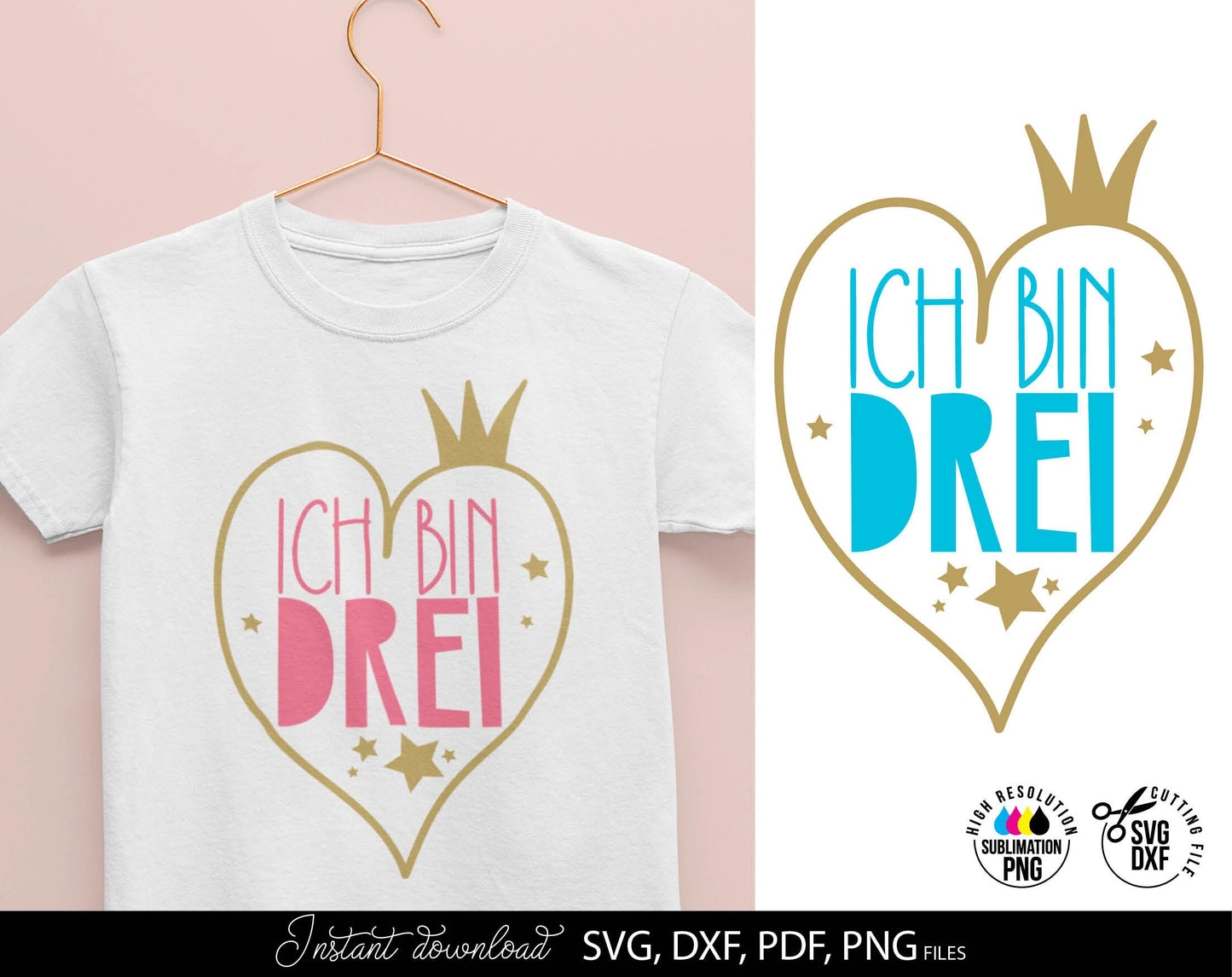 German Kind Geburtstag Plotter files bundle. SVG DXF PDF PNG files included. Compatible with Cricut, Silhouette or other equipment. Cut from vinyl, use for sublimation and laser cut or grave projects as well. Buy now for a good price and enjoy!