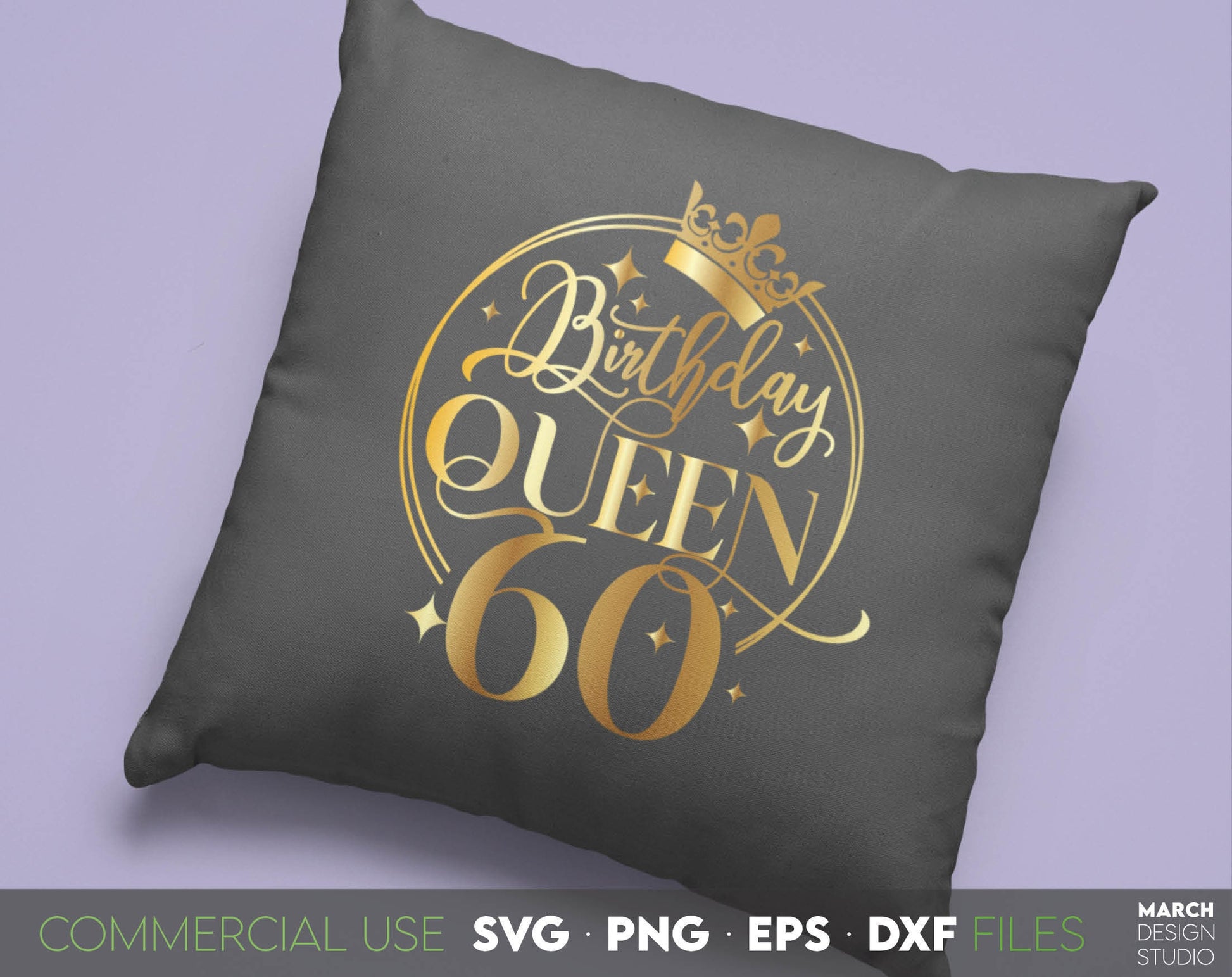 60th Birthday design for cut from vinyl and sublimation projects. Gold design for sublimation is royal and beautiful. SVG PNG EPS DXF files included. Compatible with Cricut, Silhouette or other equipment. Buy now for a good price and enjoy!