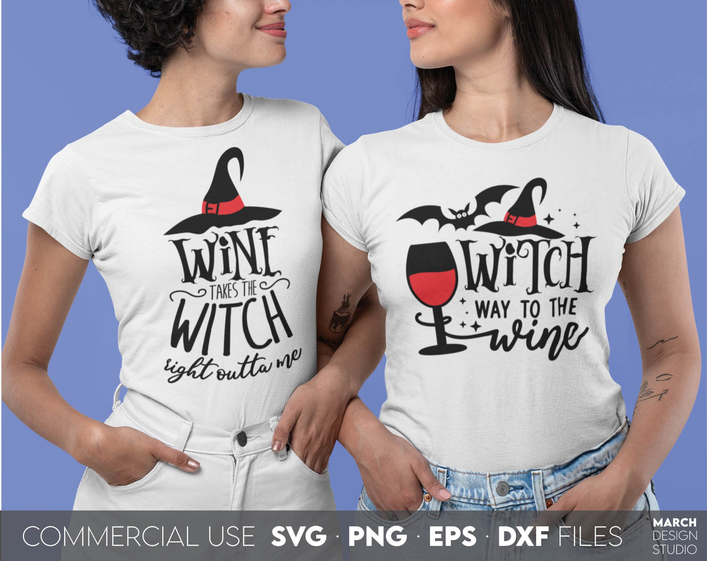 Witchy Vibes Wine Bundle With Funny Halloween Saying Designs Included. SVG, PNG, EPS, DXF files included. Use for cutting from vinyl, sublimation projects. Compatible with Circut, Silhouette or other machines. Buy now for a good price and enjoy!