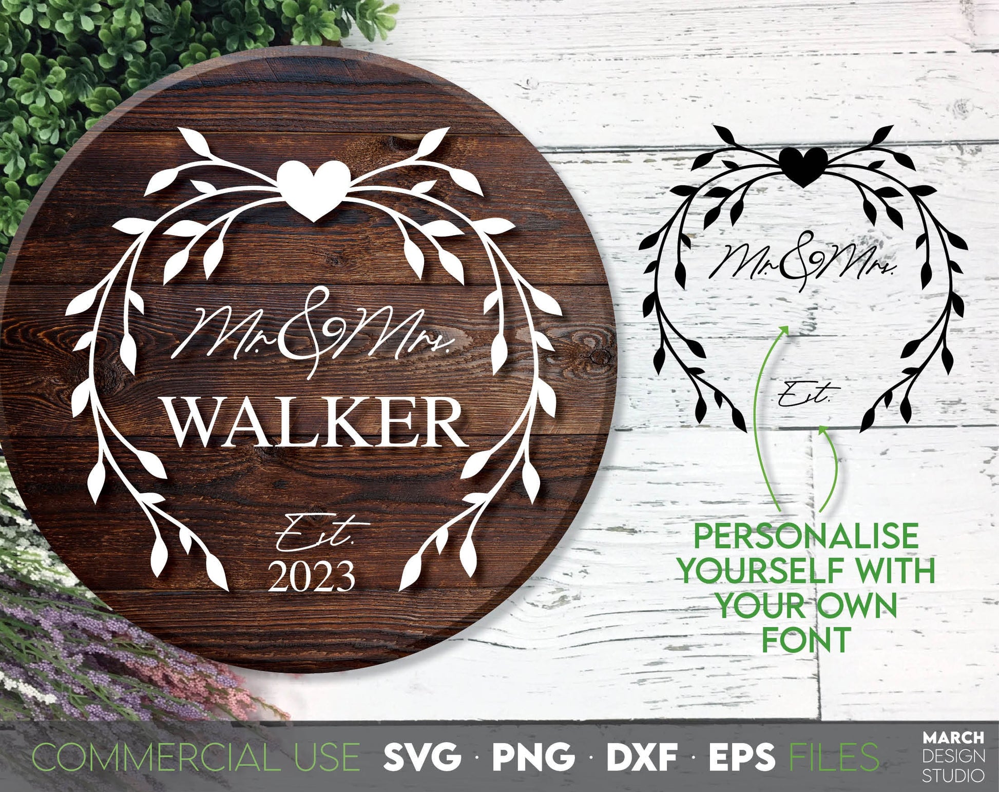 Mr. and Mrs. wedding sign file design you can use them to surprise and delight your loved ones in an important event in life.
Mr and Mrs svg are great and thoughtful gifts for weddings, wedding anniversaries, etc. Use for cutting from vinyl or laser.