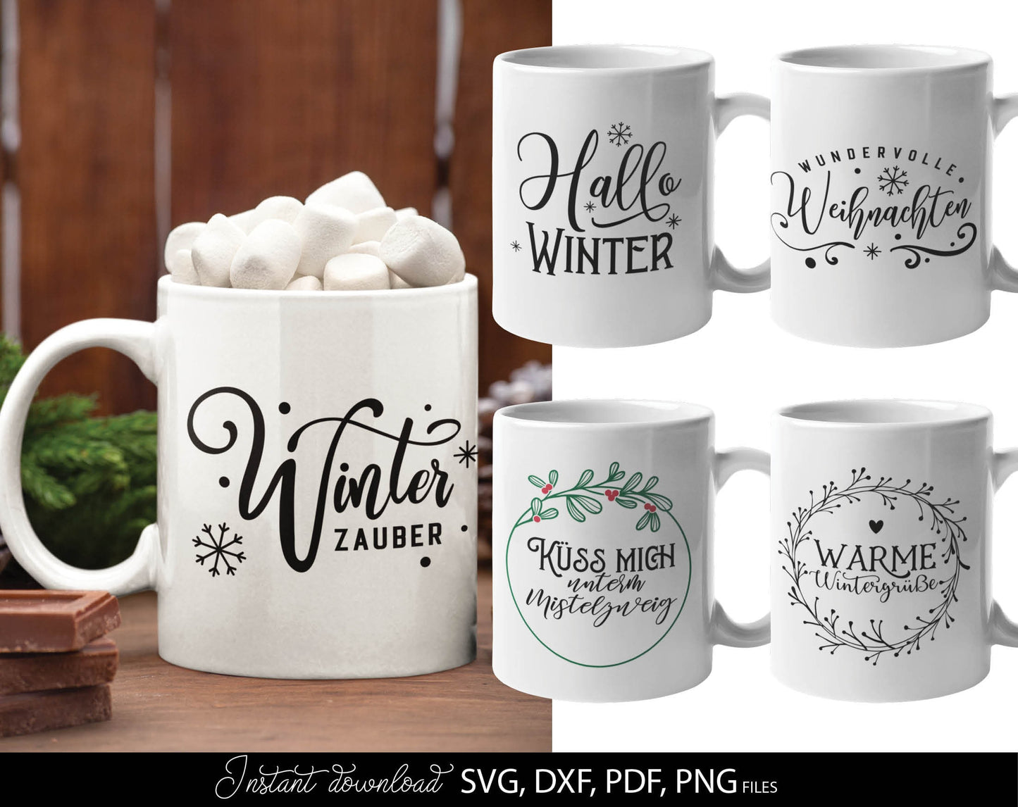 German Frohe Weihnachten plotter file svg png dxf designs bundle for You Christmas evening ornaments. Use for cutting from vinyl, sublimation or laser cut projects.
Buy now and enjoy!