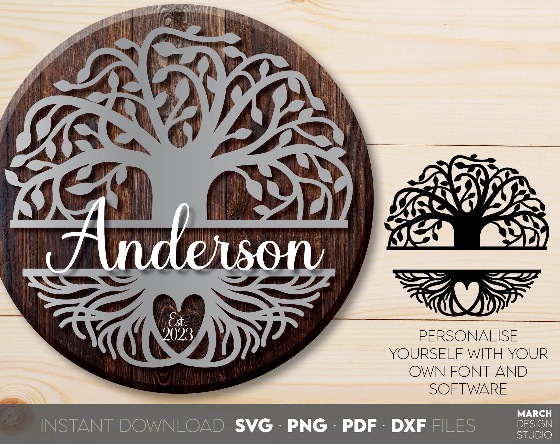 Family Tree or tree of life design for Your gift projects or home decoration. Files allow you to use designs for engraving on glass, printing, make wall decors with Cricut, Silhouette equipment. Monogram files also designed and easy to use for laser.