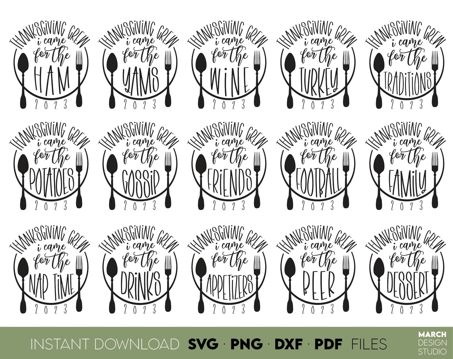 Thanksgiving Cooking Crew SVG bundle for Your Thanksgiving family party. The SVG, PNG, DXF, EPS or JPG file format allows this design to be used for shirts, mugs, tumblers etc. Use as sublimation or laser cut files as well.