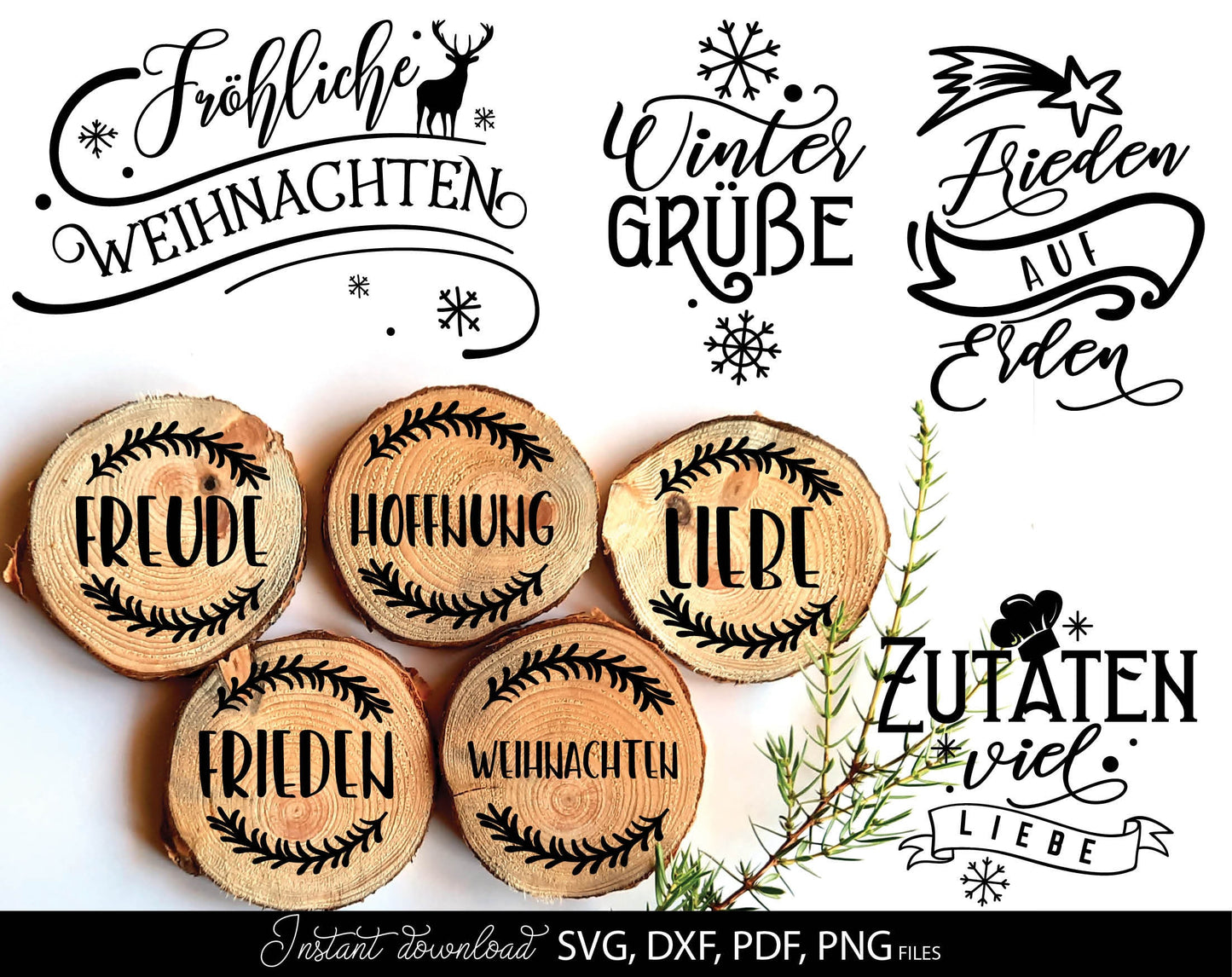 German Christmas bundle 23 designs. SVG DXF PDF PNG files included. Compatible with Cricut, Silhouette or other equipment. Cut from vinyl, use for sublimation or laser cut  or grave projects. Buy now for a good price and enjoy!