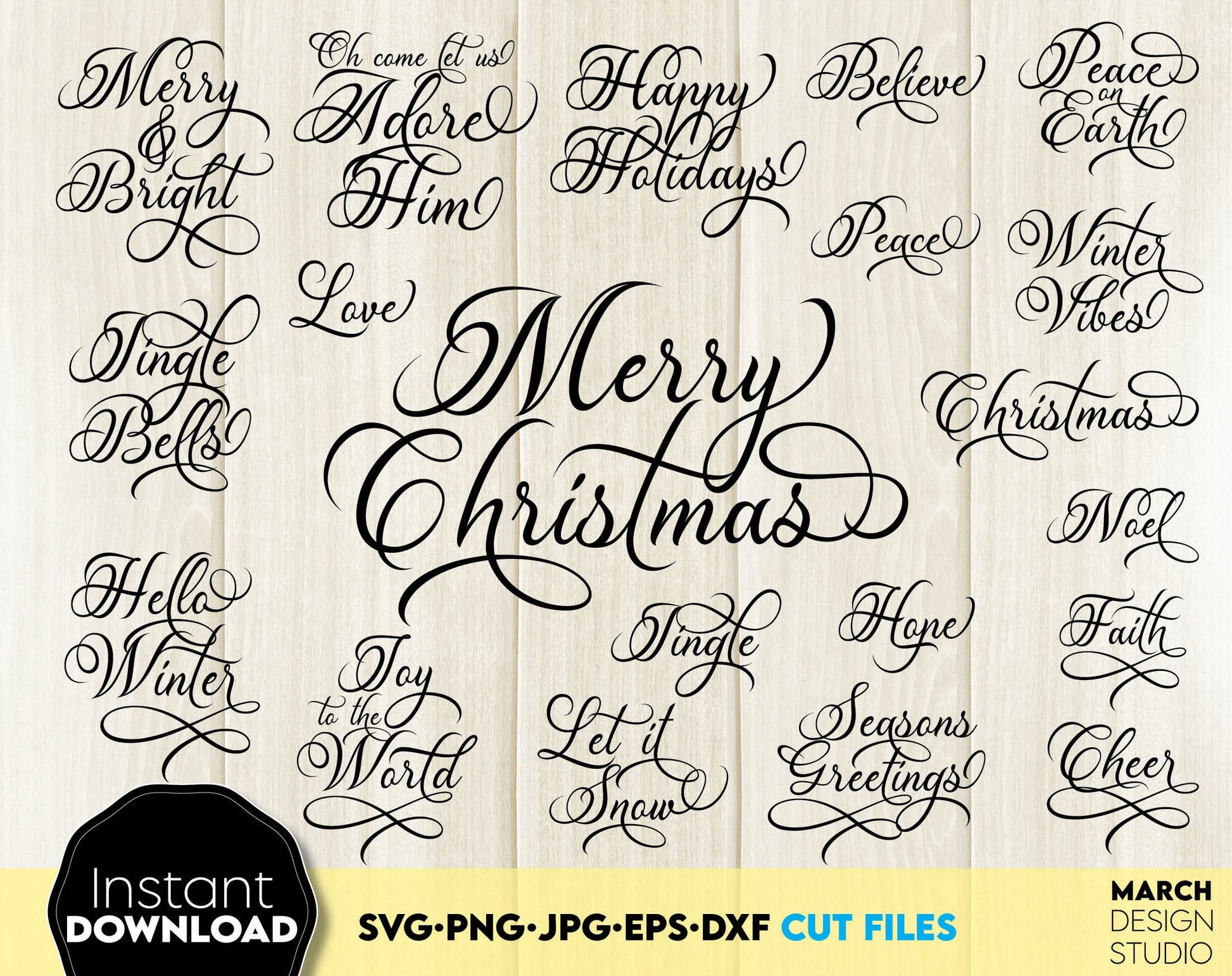 Christmas saying bundle. More than 15 Christmas sayings for Your Christmas ornaments or gifts. SVG, PNG, JPG, EPS, DXF files included. Compatible with Cricut, Silhouette or other machines. Cut from vinyl, use for sublimation or laser cut projects.