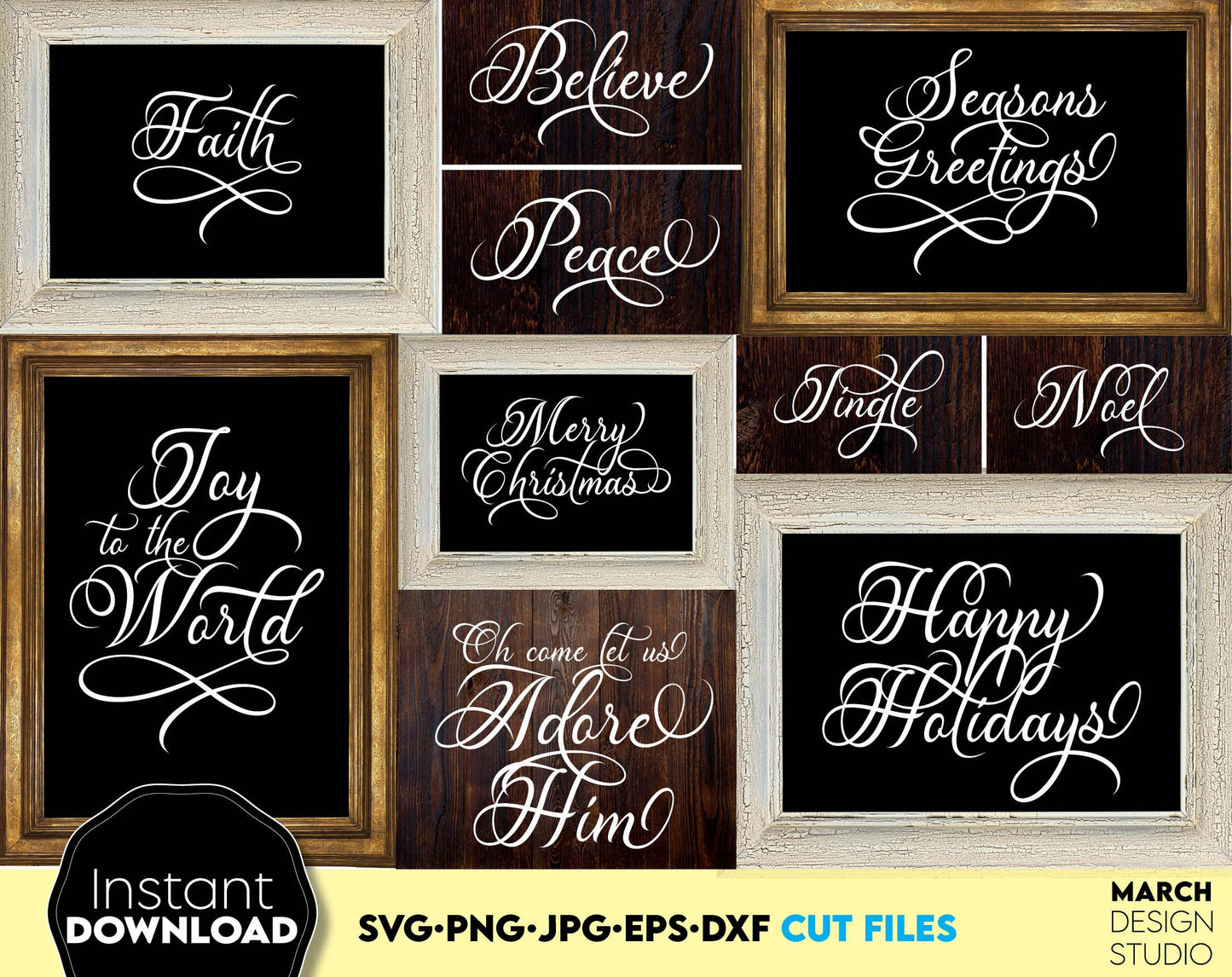 Christmas saying bundle. More than 15 Christmas sayings for Your Christmas ornaments or gifts. SVG, PNG, JPG, EPS, DXF files included. Compatible with Cricut, Silhouette or other machines. Cut from vinyl, use for sublimation or laser cut projects.