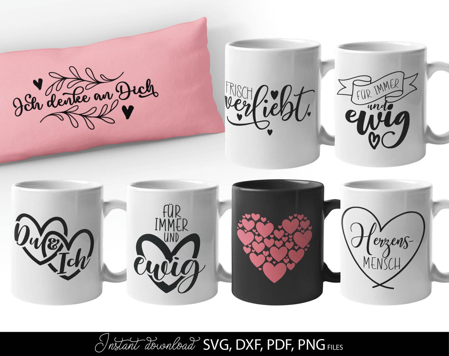 German Liebe Quotes Plotter File SVG PNG DXF, PDF files included. Compatible with Cricut, Silhouette and others machines. Use for sublimation or laser cut projects as well. Buy now for a good - discount price. Enjoy!