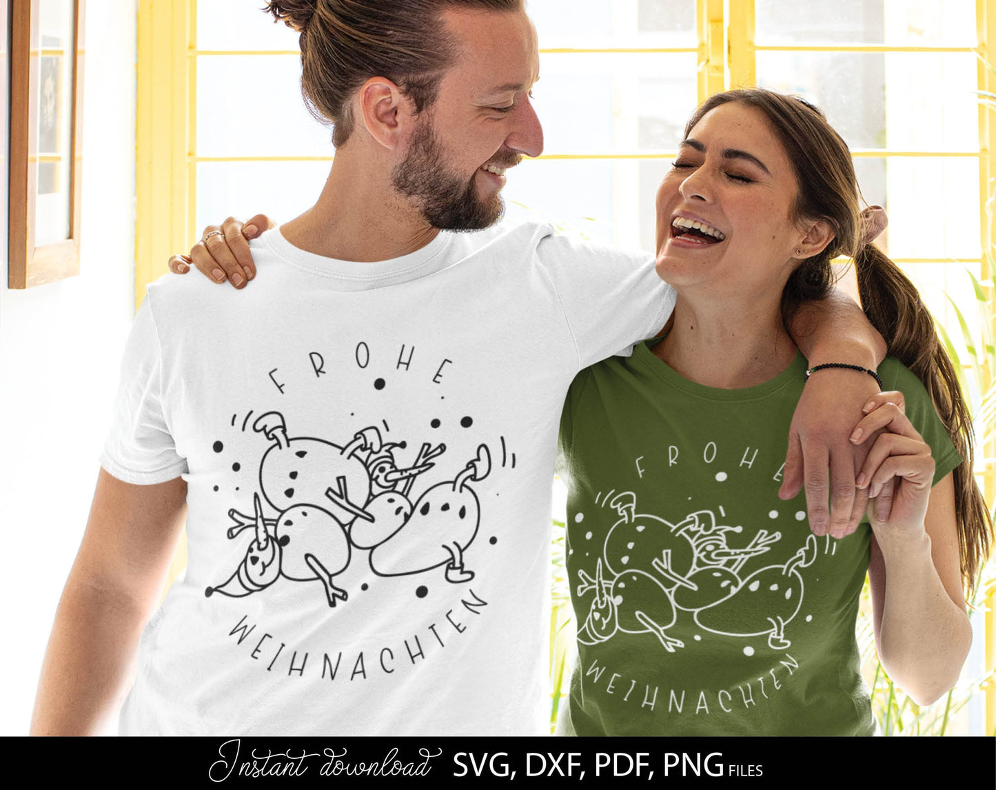 Frohe Weihnachten Schneemann plotter file. Use for cutting form vinyl, sublimation or laser cut projects. SVG, PNG, DXF, EPS files included. Compatible with Cricut, Silhouette, Glowforge and other equipment. Buy now and enjoy!