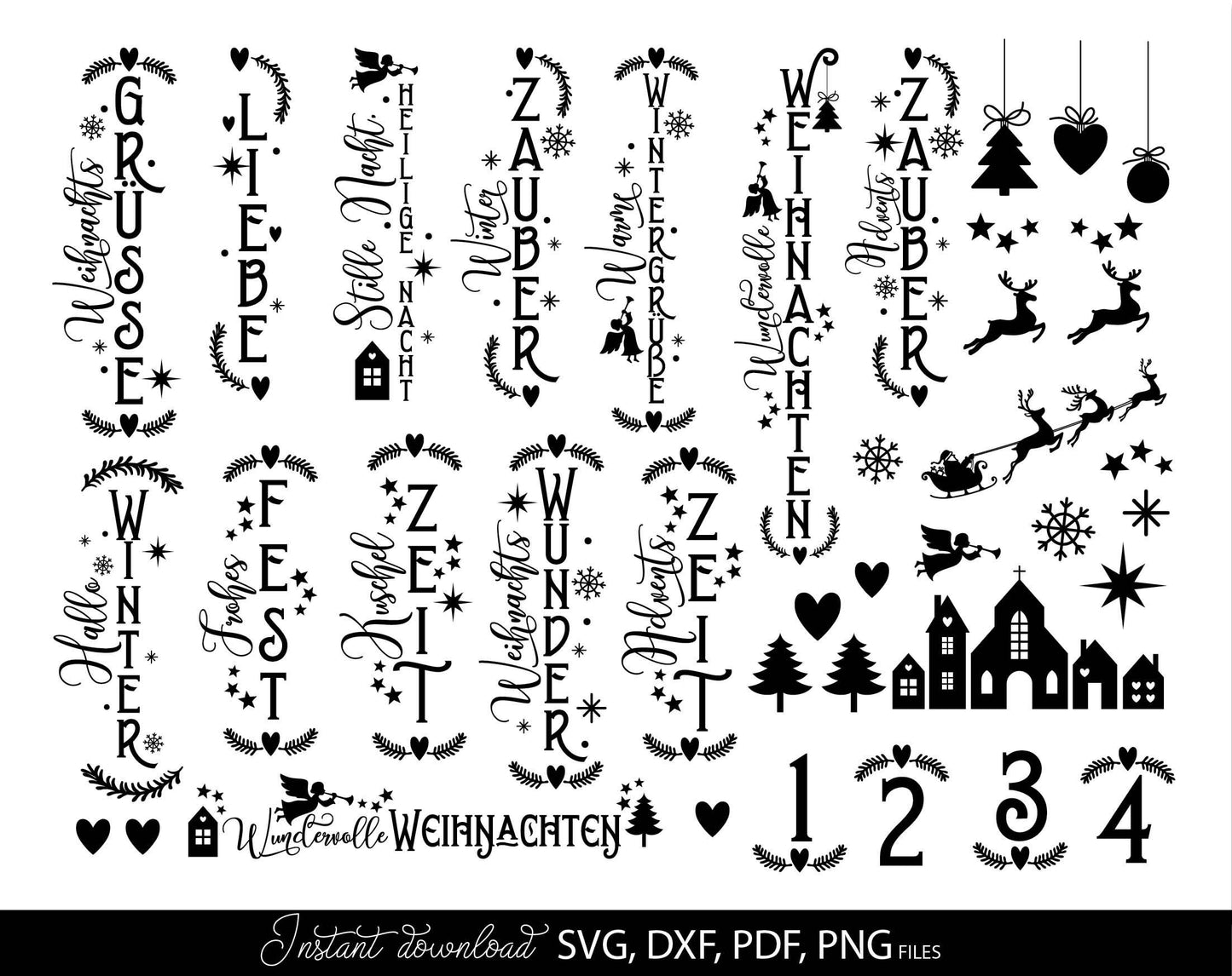 Plotter file Candle texts Candle design SVG | Plotter file Advent 1-4 Advent numbers SVG | Plotter File Set Home Wreath Houses SVG Cricut