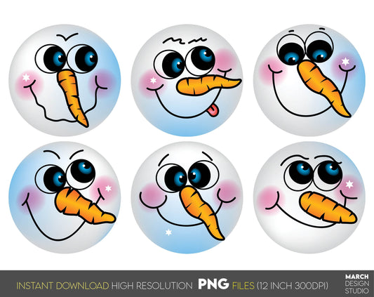 Snowman face clipart PNG bundle for Your Christmas sublimation projects. Buy now and enjoy!