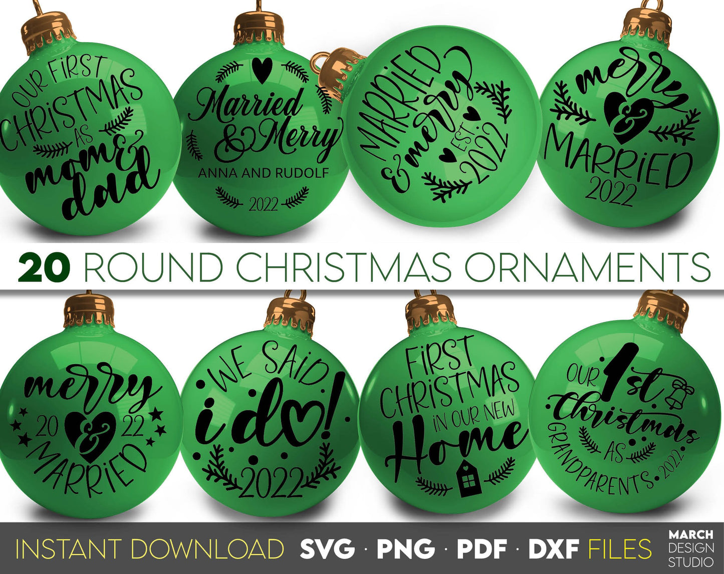 Hand Lettered our first Christmas Ornaments. Use for cutting form vinyl, sublimation or laser cut projects. SVG, PNG, DXF, EPS files included. Compatible with Cricut, Silhouette, Glowforge and other equipment. Buy now and enjoy!