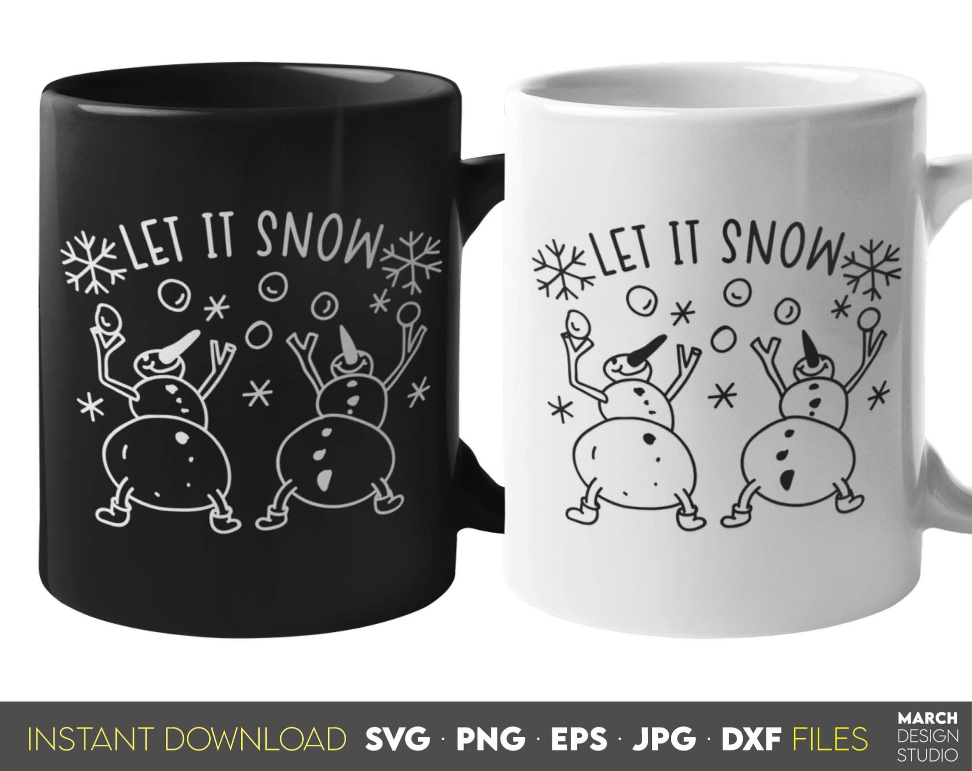 Let it snow - Funny Snowman clipart for Your Christmas ornaments. Use for cutting form vinyl, sublimation or laser cut projects. SVG, PNG, DXF, EPS and JPG files included. Compatible with Cricut, Silhouette, Glowforge and other equipment. Buy now!