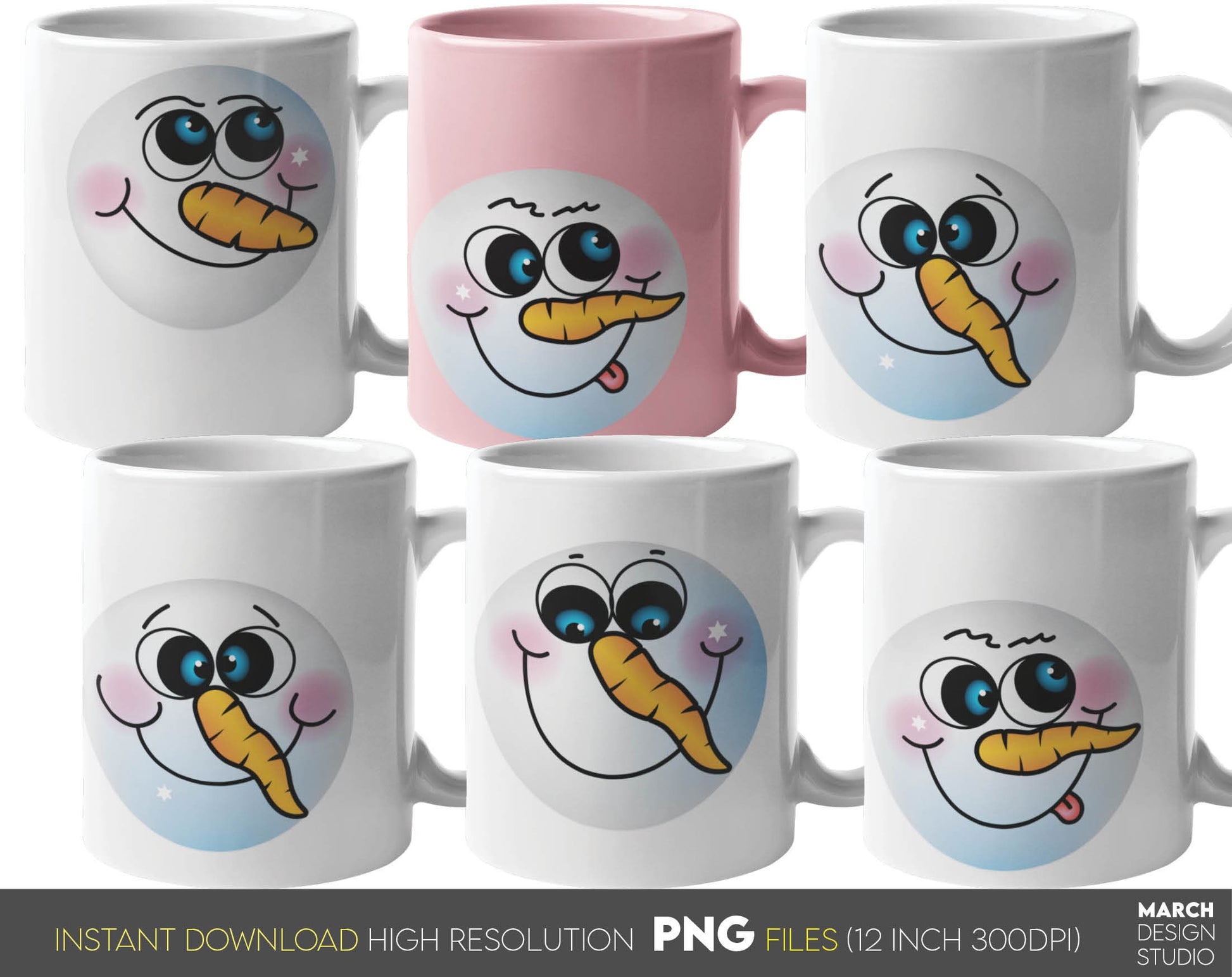 Snowman face PNG bundle for Your Christmas sublimation projects. Buy now and enjoy!