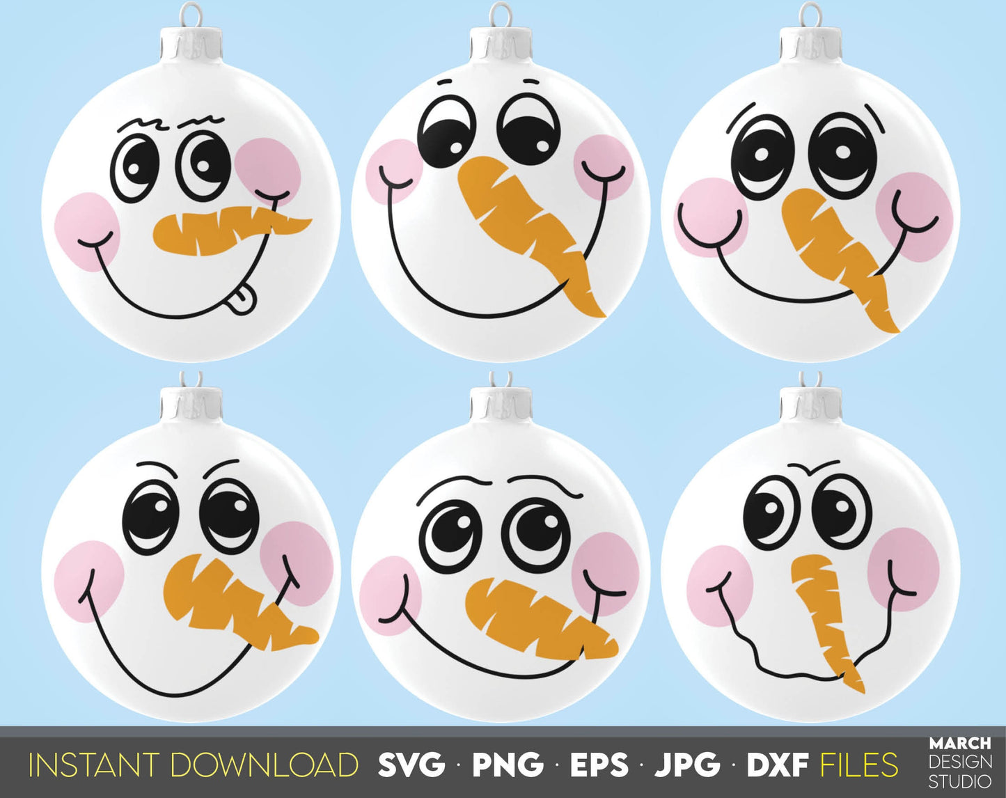 Funny Snowman face bundle for You Christmas ornaments. Use for cutting form vinyl, sublimation or laser cut projects. SVG, PNG, DXF, EPS and JPG files included. Compatible with Cricut, Silhouette, Glowforge and other equipment. Buy now and enjoy!