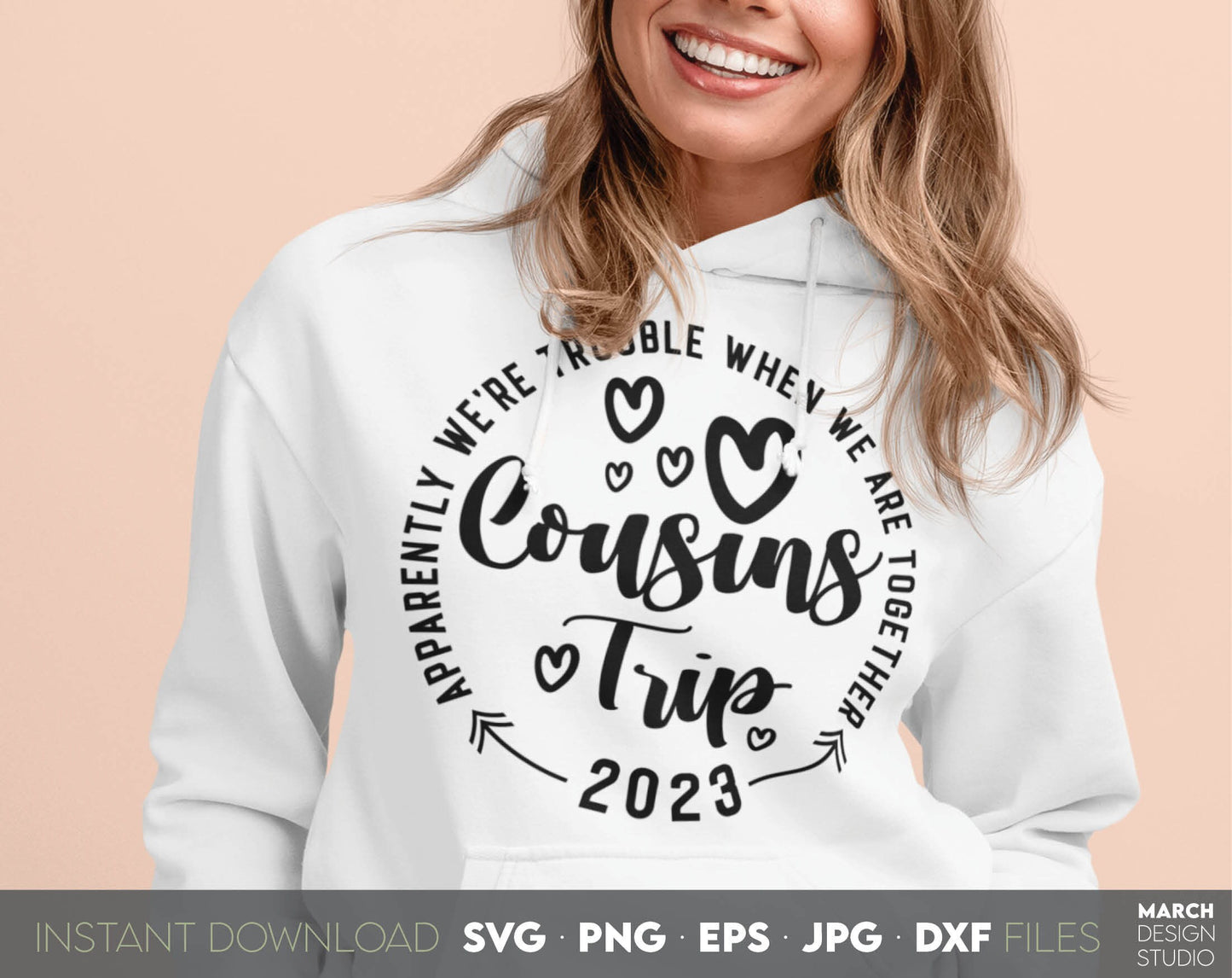 Cousins trip 2023 design for Your family trip. SVG PNG EPS JPG DXF files included.
Compatible with Cricut, Silhouette or other equipment as well. Buy now for a good price and enjoy!