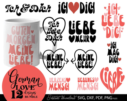 German Liebe Quotes Plotter File SVG, PNG DXF and PDF files included. Compatible with Cricut, Silhouette, Glowforge or other machines. Use for sublimation or laser cut projects as well. Buy now and enjoy! Discount prices available.