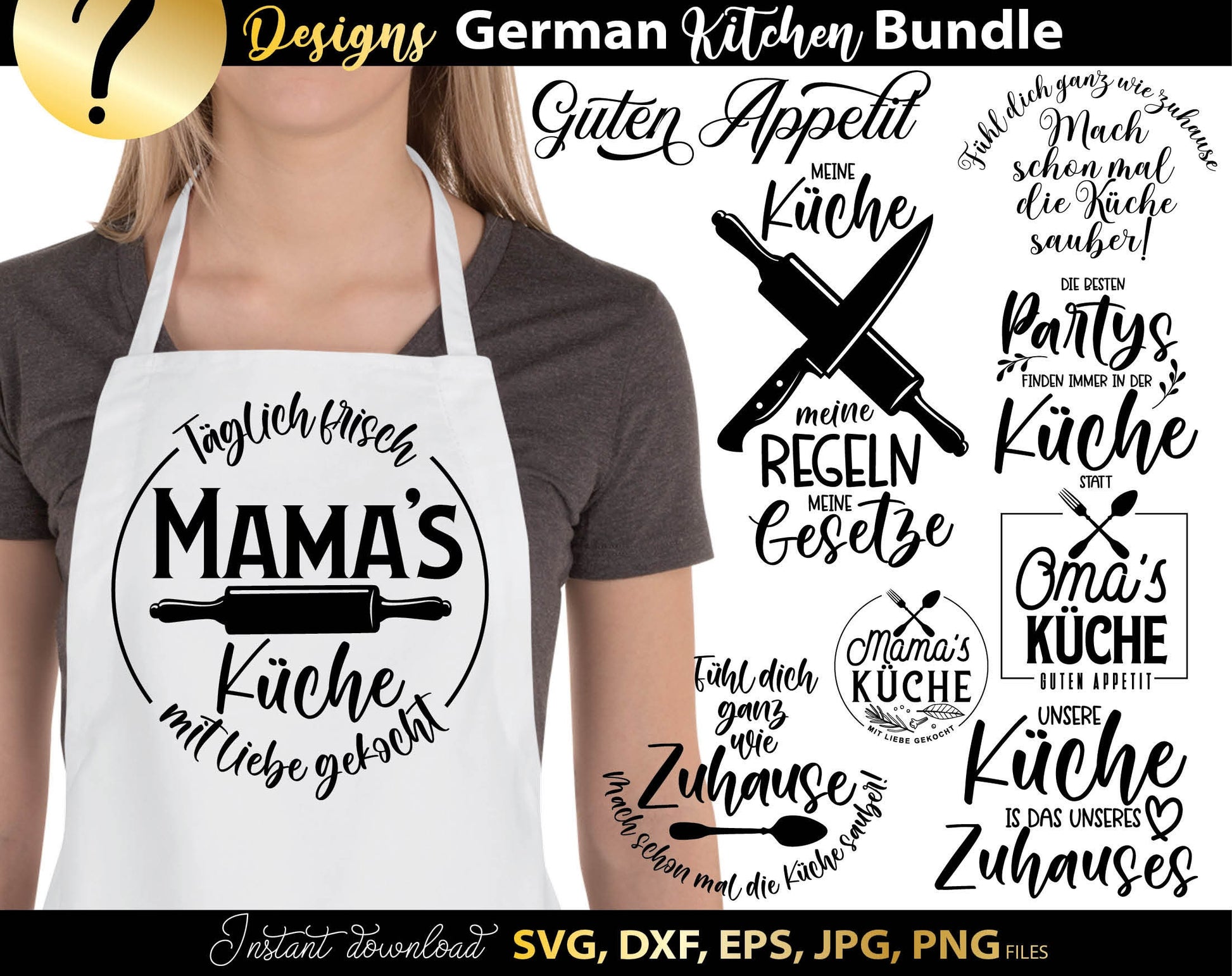 Funny German Küche lustige party saying  Plotter File SVG, PNG DXF and PDF files included. Compatible with Cricut, Silhouette, Glowforge or other machines. Use for sublimation or laser cut projects as well. Buy now, enjoy! Discount prices available.