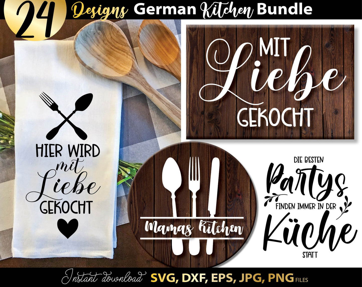 Funny German Küche lustige party saying  Plotter File SVG, PNG DXF and PDF files included. Compatible with Cricut, Silhouette, Glowforge or other machines. Use for sublimation or laser cut projects as well. Buy now, enjoy! Discount prices available.