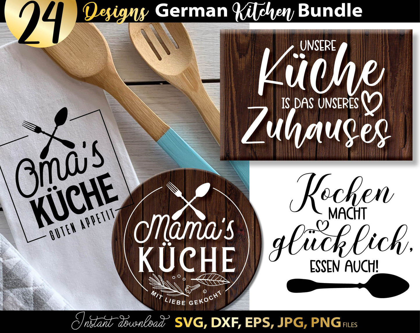 Funny German Küche lustige party saying  Plotter File SVG, PNG DXF and PDF files included. Compatible with Cricut, Silhouette, Glowforge or other machines. Use for sublimation or laser cut projects as well. Buy now, enjoy! Discount prices available.