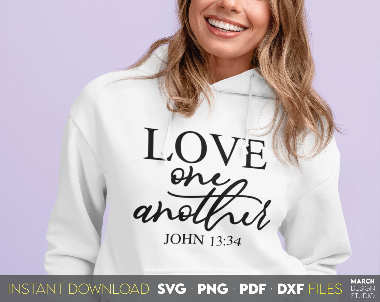 Love One Another. Inspirational and religious quote for Your gift ideas. SVG, PNG, PDF and DXF files included. Use for cutting from vinyl, sublimation or laser cut projects. Compatible with Cricut, Silhouette and other equipment. Buy now!