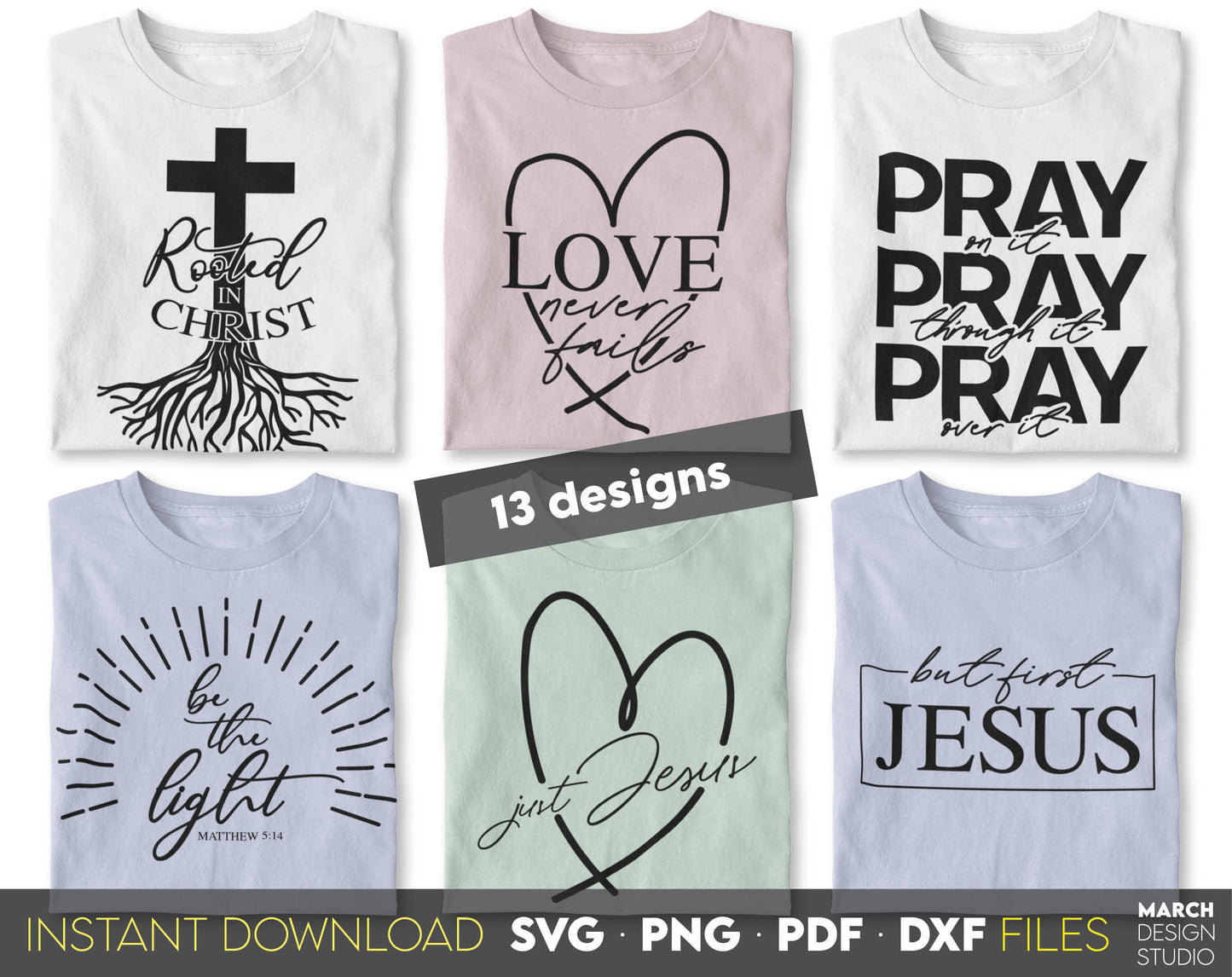 Christian svg bundle. Inspirational and religious quote for Your gift ideas. SVG, PNG, PDF and DXF files included. Use for cutting from vinyl, sublimation or laser cut projects. Compatible with Cricut, Silhouette and other equipment. Buy now!