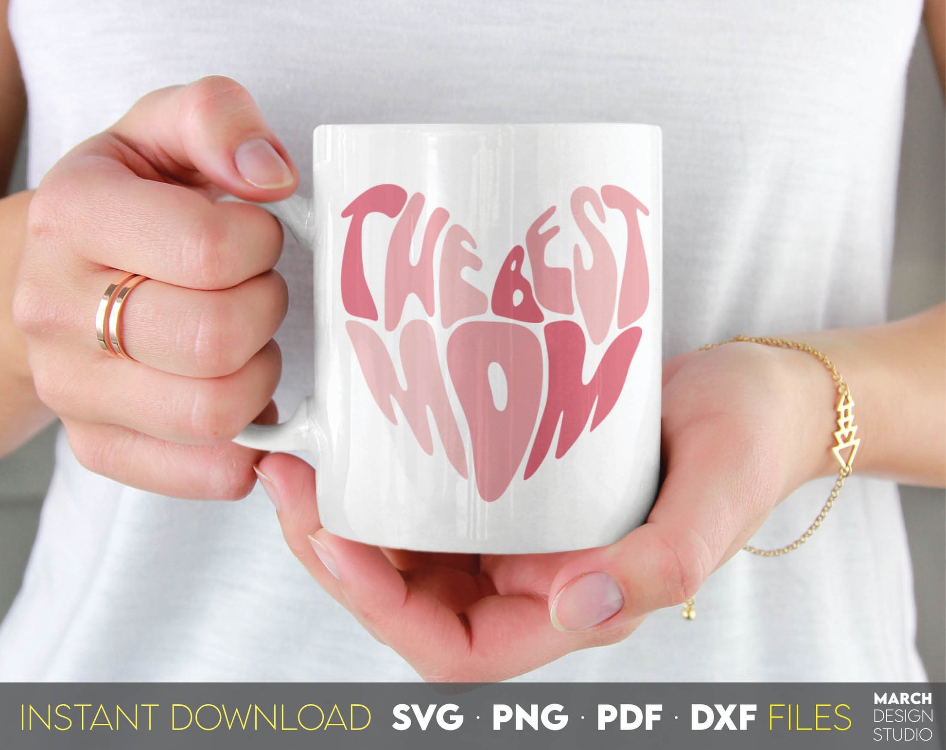 The Best Mom ever Boho style design. Use for cups, pillows, shirts, tumblers etc. SVG, PNG, PDF, DXF files included. Compatible with Cricut, Silhouette and other machines. 
Use for cutting from vinyl, sublimation or laser cut projects. Buy now!