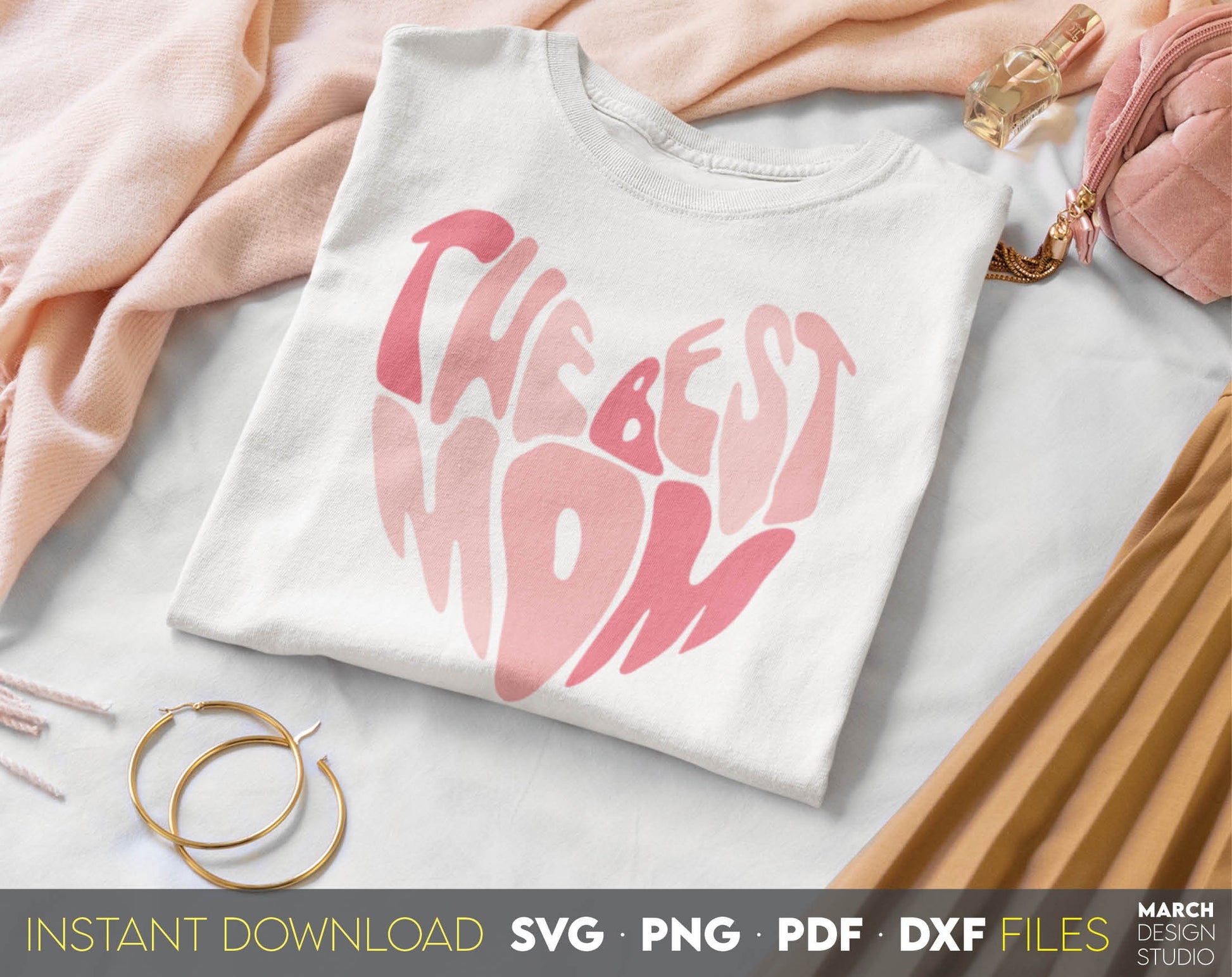 The Best Mom ever Boho style design. Use for cups, pillows, shirts, tumblers etc. SVG, PNG, PDF, DXF files included. Compatible with Cricut, Silhouette and other machines. 
Use for cutting from vinyl, sublimation or laser cut projects. Buy now!